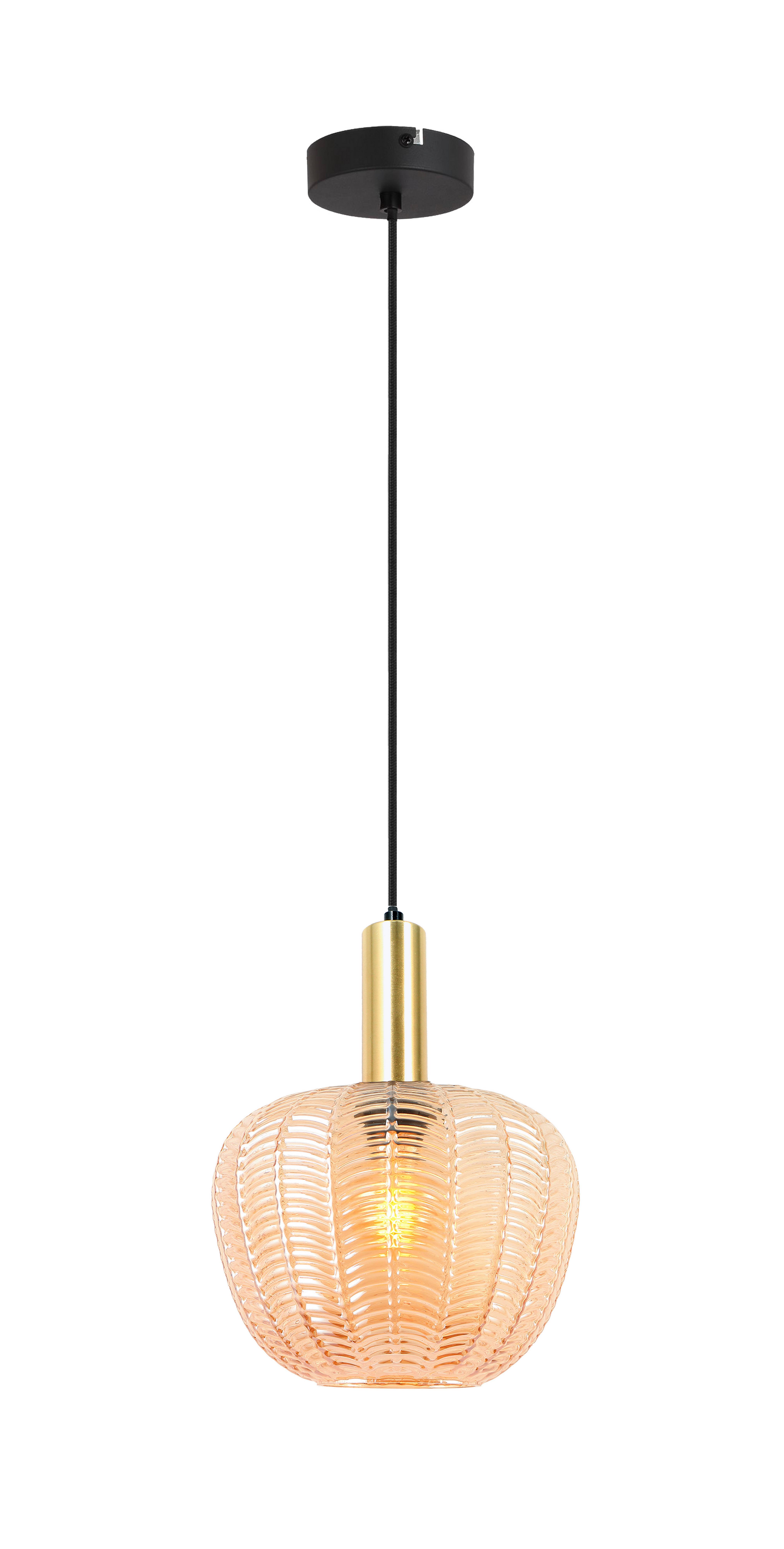 Viseča Svetilka Emo - črna/barve jantarja, Moderno, kovina/steklo (23/120cm) - Mömax