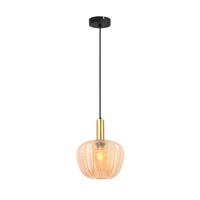 Függőlámpa Emo - fekete/borostyánszínű, Modern, Üveg/fém (23/120cm) - Mömax