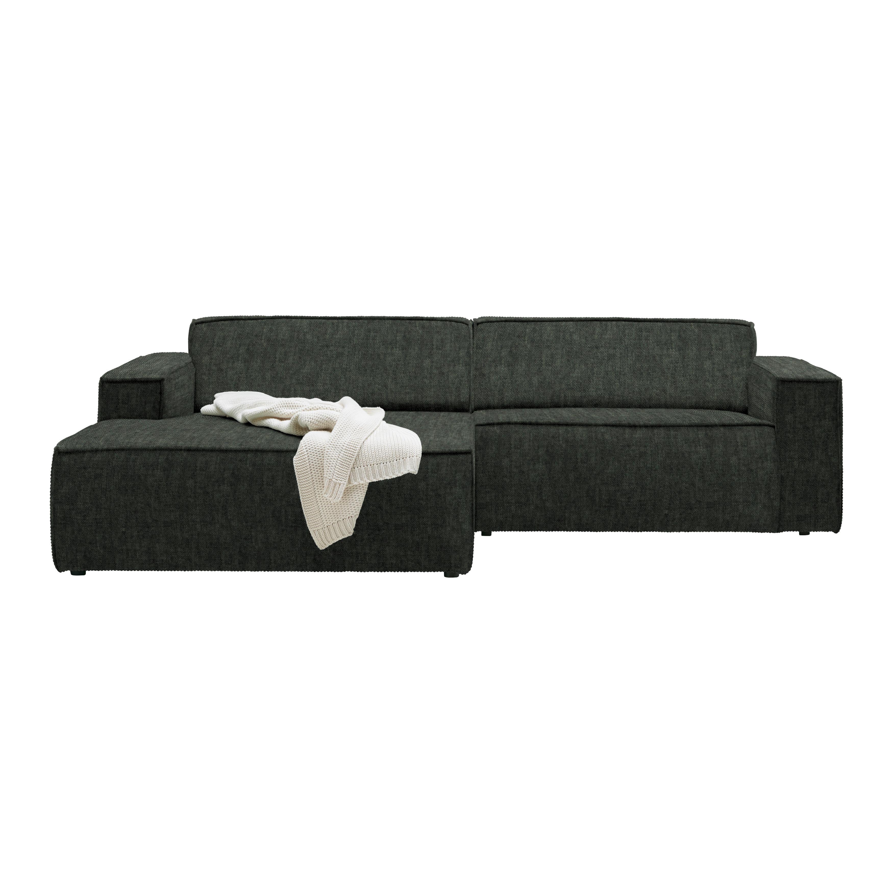 Wohnlandschaft Loft Dunkelgrün - Dunkelgrün/Schwarz, MODERN, Kunststoff/Textil (172/75/265cm) - Mömax