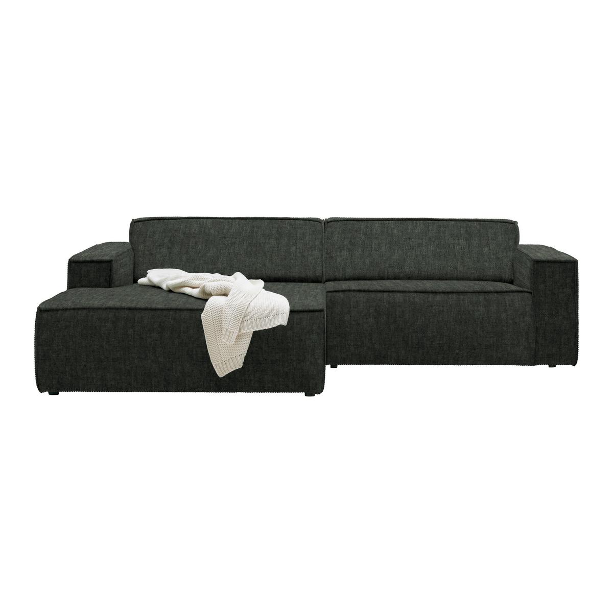 Wohnlandschaft Loft Dunkelgrün - Dunkelgrün/Schwarz, MODERN, Kunststoff/Textil (172/75/265cm) - Mömax