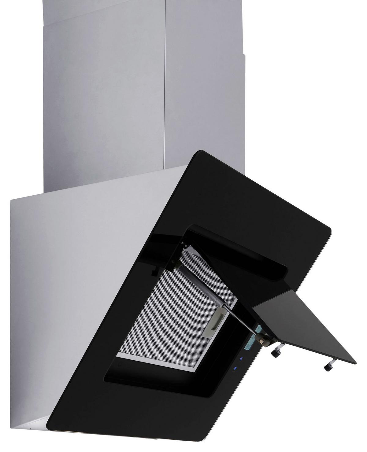 Dunstabzugshaube Elva Schwarz/Edelstahl B: ca. 60 cm - Edelstahlfarben/Schwarz, Trend, Glas/Metall (60/87,5-125,5/37cm) - Respekta