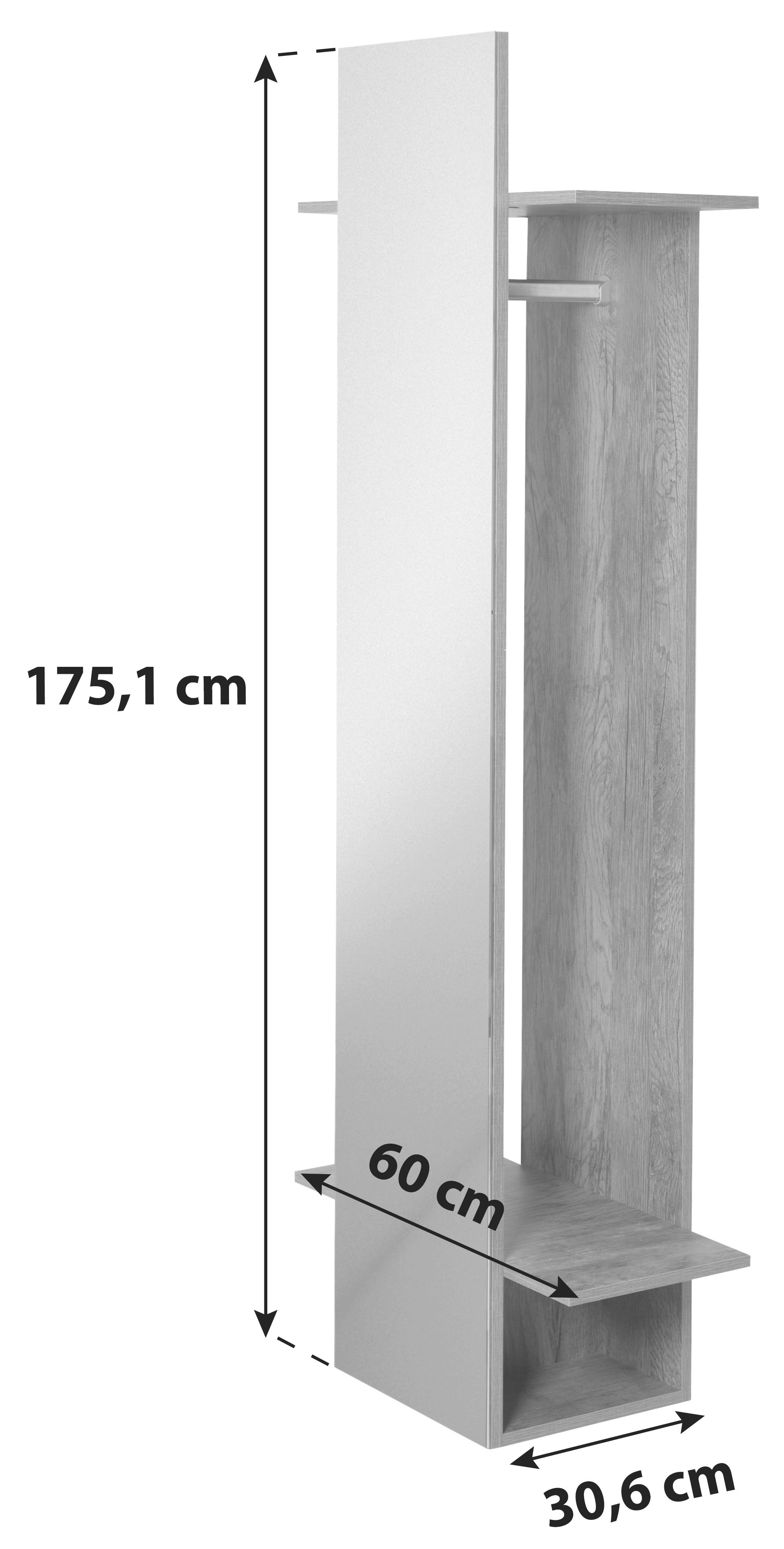 Garderobenpaneel "Danu" , weiß - Weiß, Basics, Holzwerkstoff (60/175,1/30,6cm) - MID.YOU