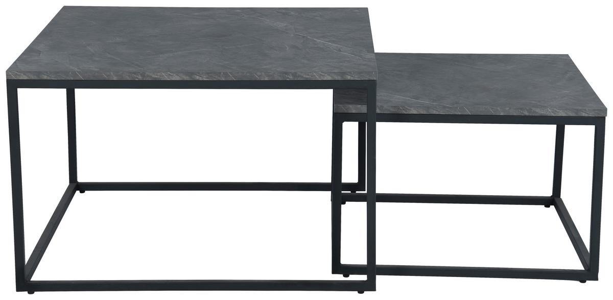 STOLIK KAWOWY CARRARA - czarny/szary, Design, materiał drewnopochodny/metal (80-60/80-60/50,5-40,5cm) - MID.YOU