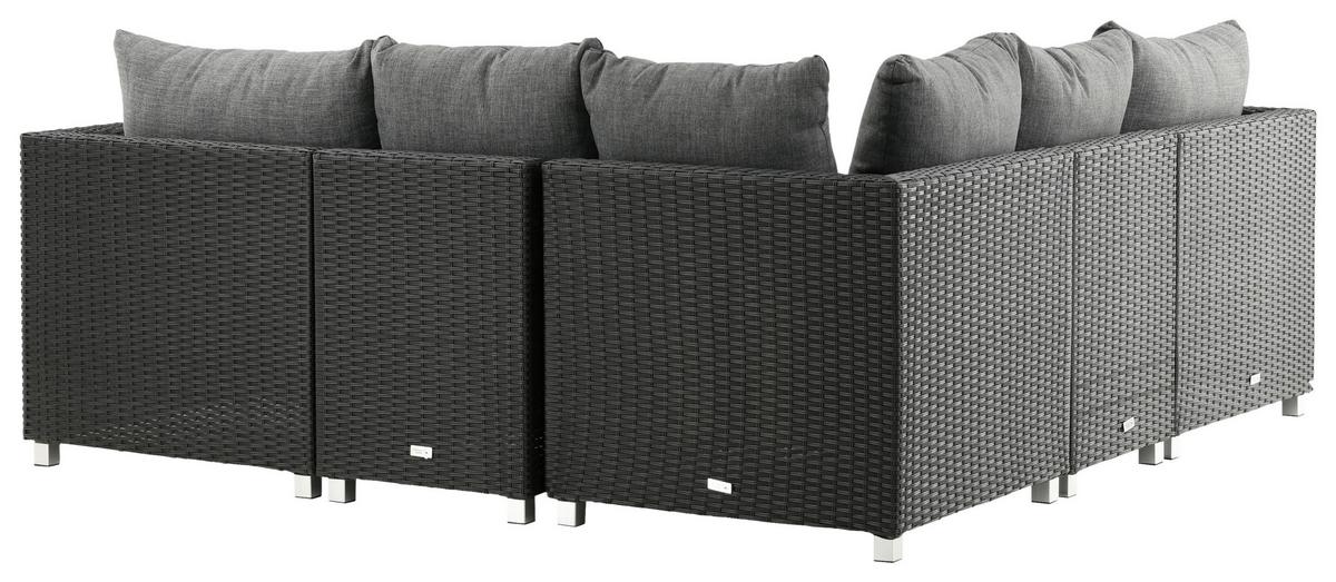 LOUNGEGARNITUR VAMOS - Schwarz/Grau, KONVENTIONELL, Glas/Kunststoff - Gardenson