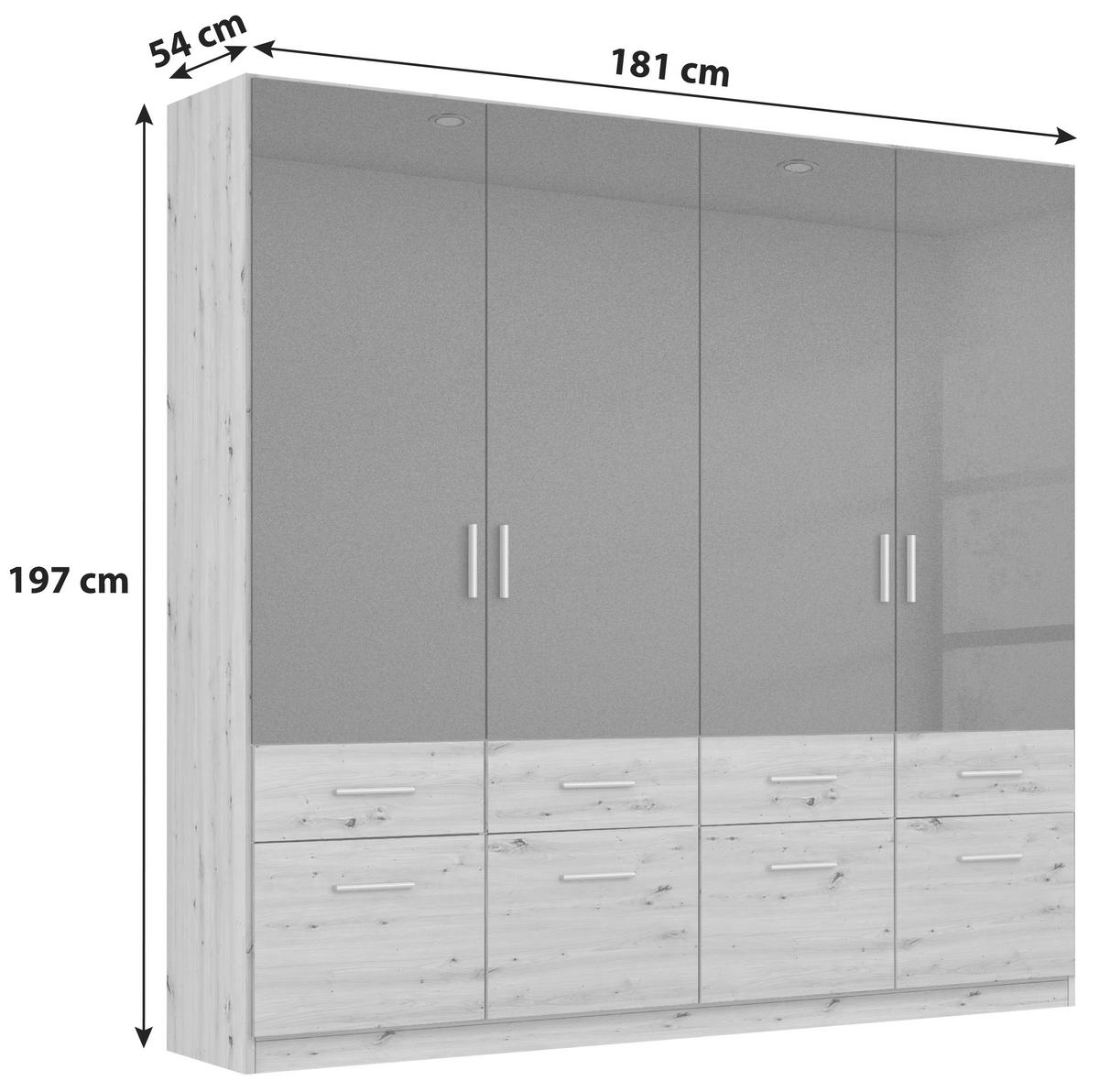 Omara Za Oblačila Celle Extra, Temno Siva, Barva Hrasta - srebrne barve/temno siva, Design, umetna masa/leseni material (181/197/54cm) - Mömax