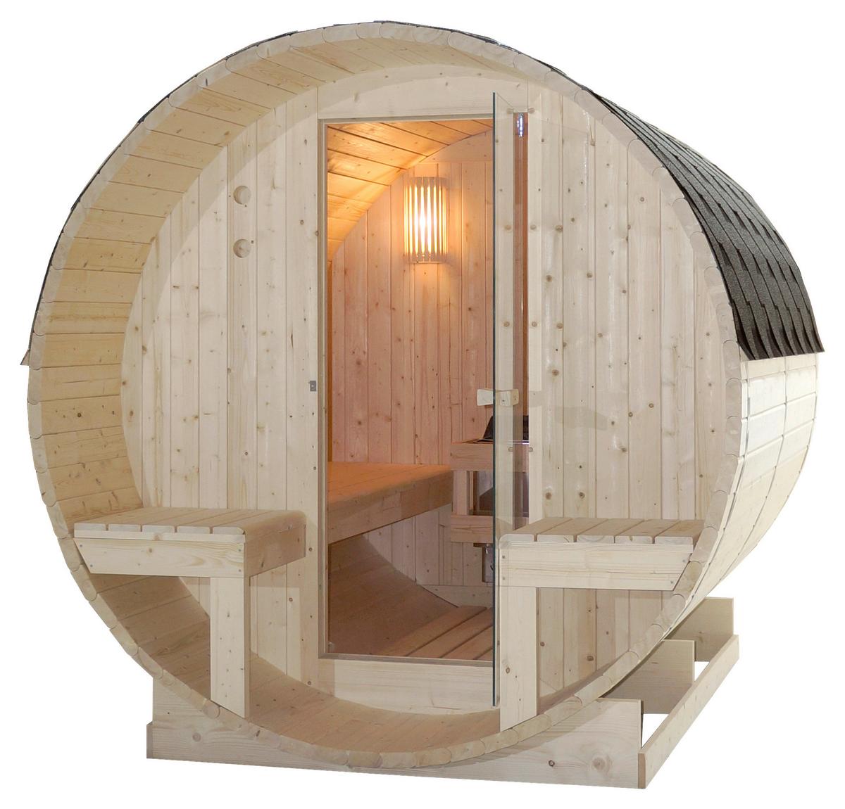 Szaunahordó Bergen - lucfenyőszínű, Konventionell, üveg/fa (194,8/220/191,5cm) - Sanotechnik
