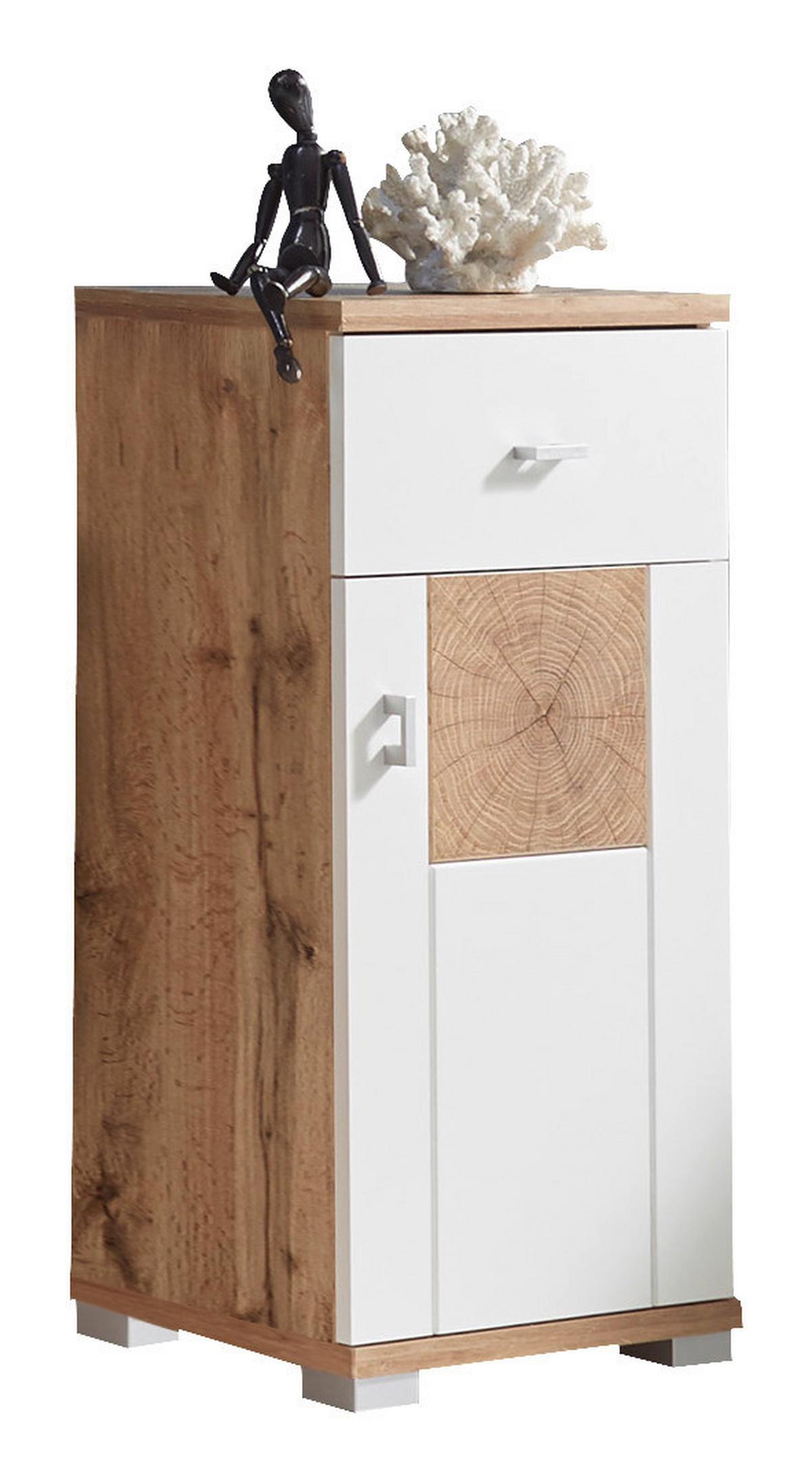 SZAFKA DOLNA SPALT - kolor dębowy/kolor srebrny, Design, materiał drewnopochodny/tworzywo sztuczne (38/80/30cm) - MID.YOU
