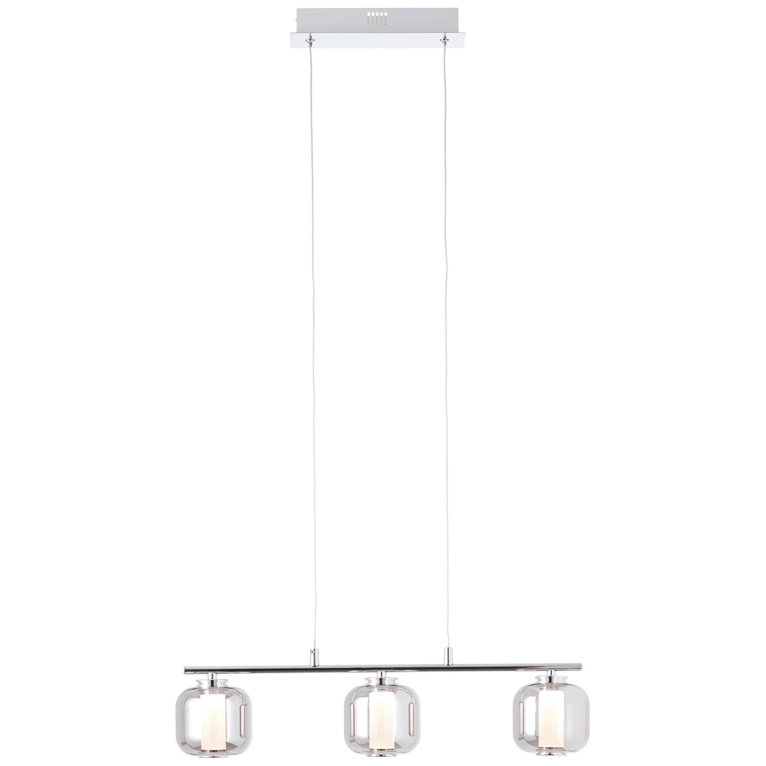 LED-Hängeleuchte Rafa Chromfarben/Grau max. 18 Watt - Chromfarben/Grau, Design, Glas/Kunststoff (56,5/11/131cm) - Brilliant