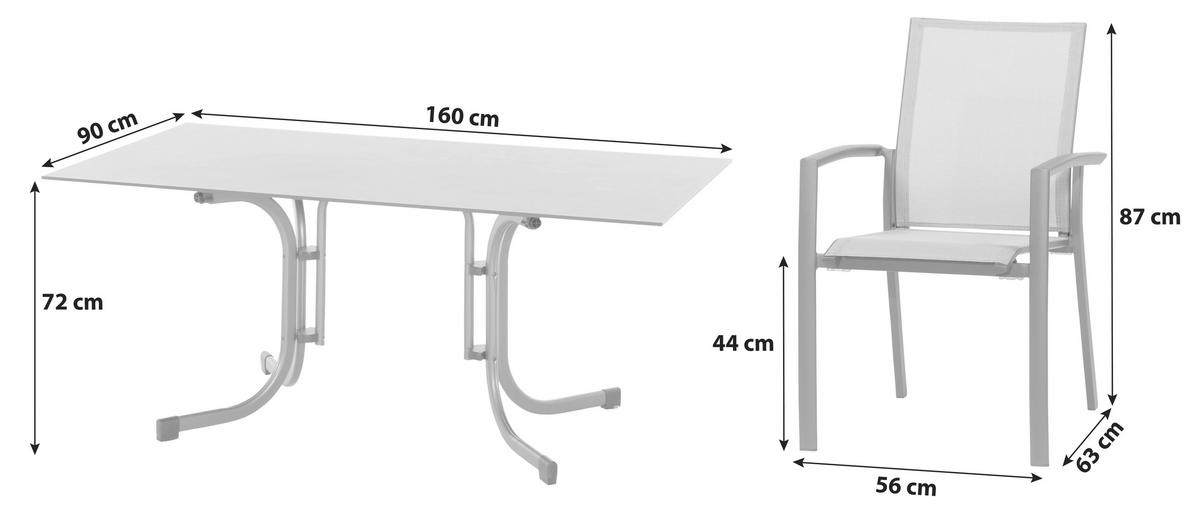 Loungegarnitur 5-tlg Velia aus Metall - Anthrazit/Schwarz, KONVENTIONELL, Keramik/Textil - Gardenson