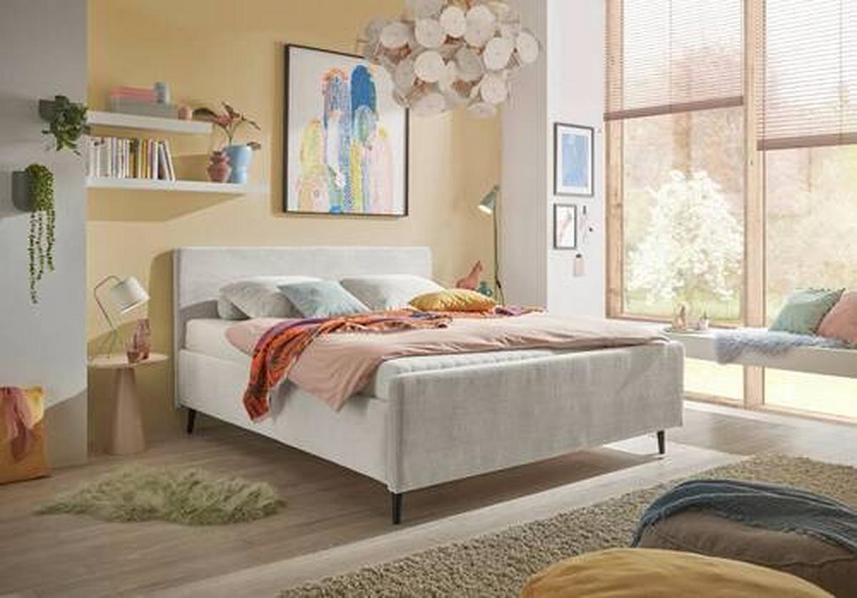 Polsterbett Peach ca. 180x200 cm Creme - Creme/Schwarz, MODERN, Holz/Holzwerkstoff (180/200cm) - MID.YOU
