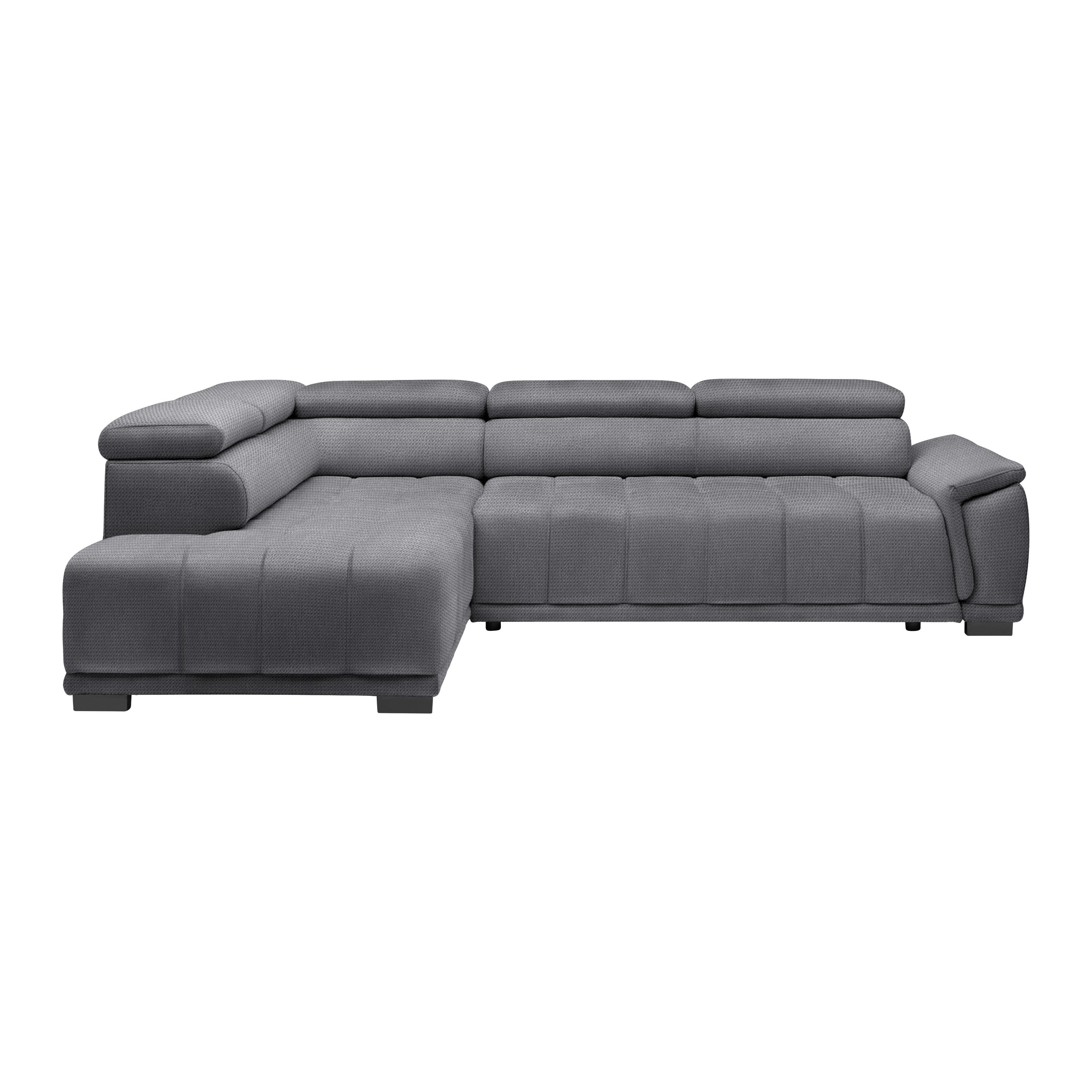 Ecksofa Gremio Links Blaugrau - Blaugrau/Schwarz, MODERN, Kunststoff/Textil (206/283cm) - Premium Living