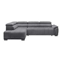 Ecksofa Gremio Links Blaugrau - Blaugrau/Schwarz, MODERN, Kunststoff/Textil (106/77-100/283-206cm) - Premium Living