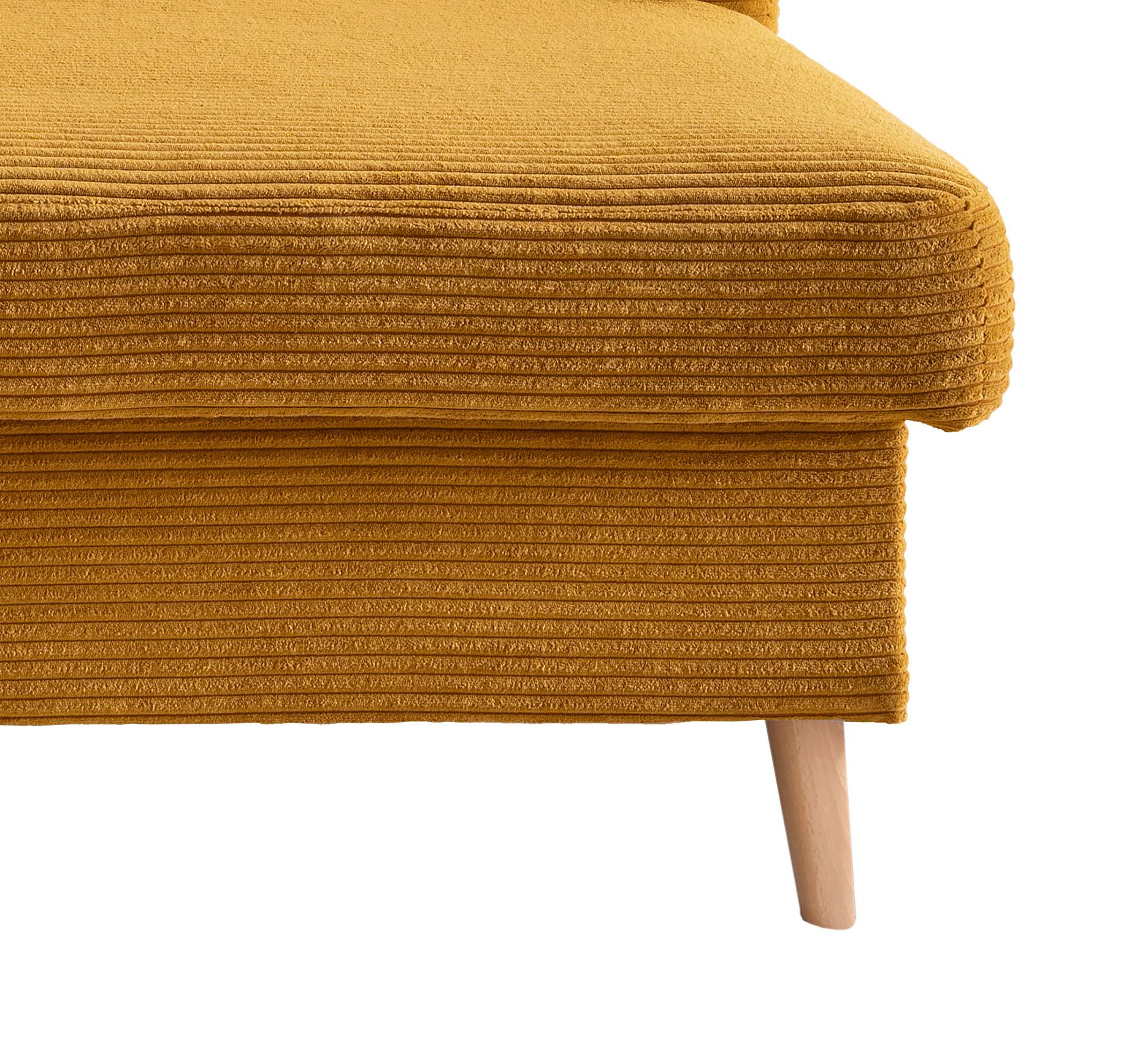 Ecksofa Valentina Cord ca. 228x150 cm Gold - Goldfarben/Naturfarben, Design, Holz/Textil (228/150cm) - P & B
