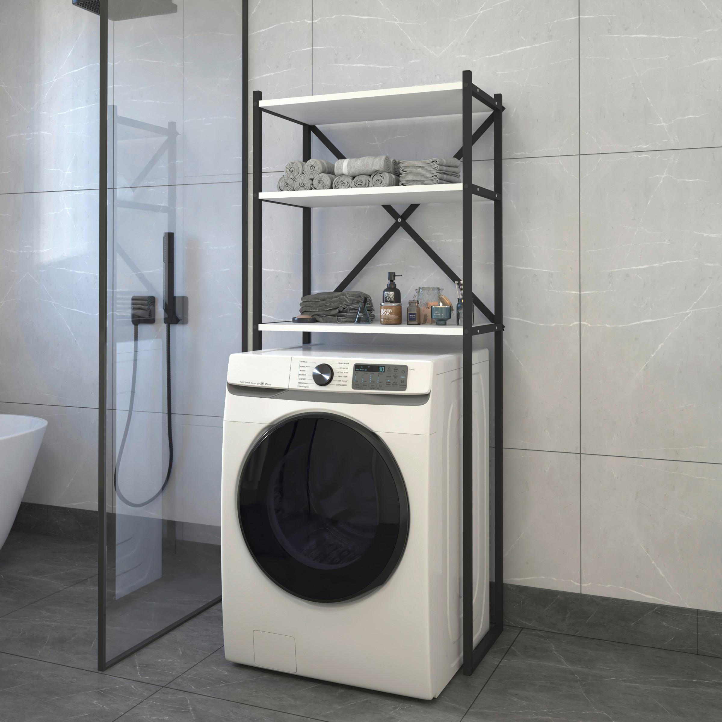 WASCHMASCHINENSCHRANK INSASI - Weiss, Modern, Holzwerkstoff/Metall (66/160/34cm) - MID.YOU