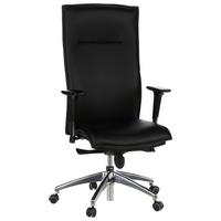 Drehstuhl Murano 20 Schwarz - Schwarz/Alufarben, MODERN, Leder/Kunststoff (59/133/52cm) - MID.YOU