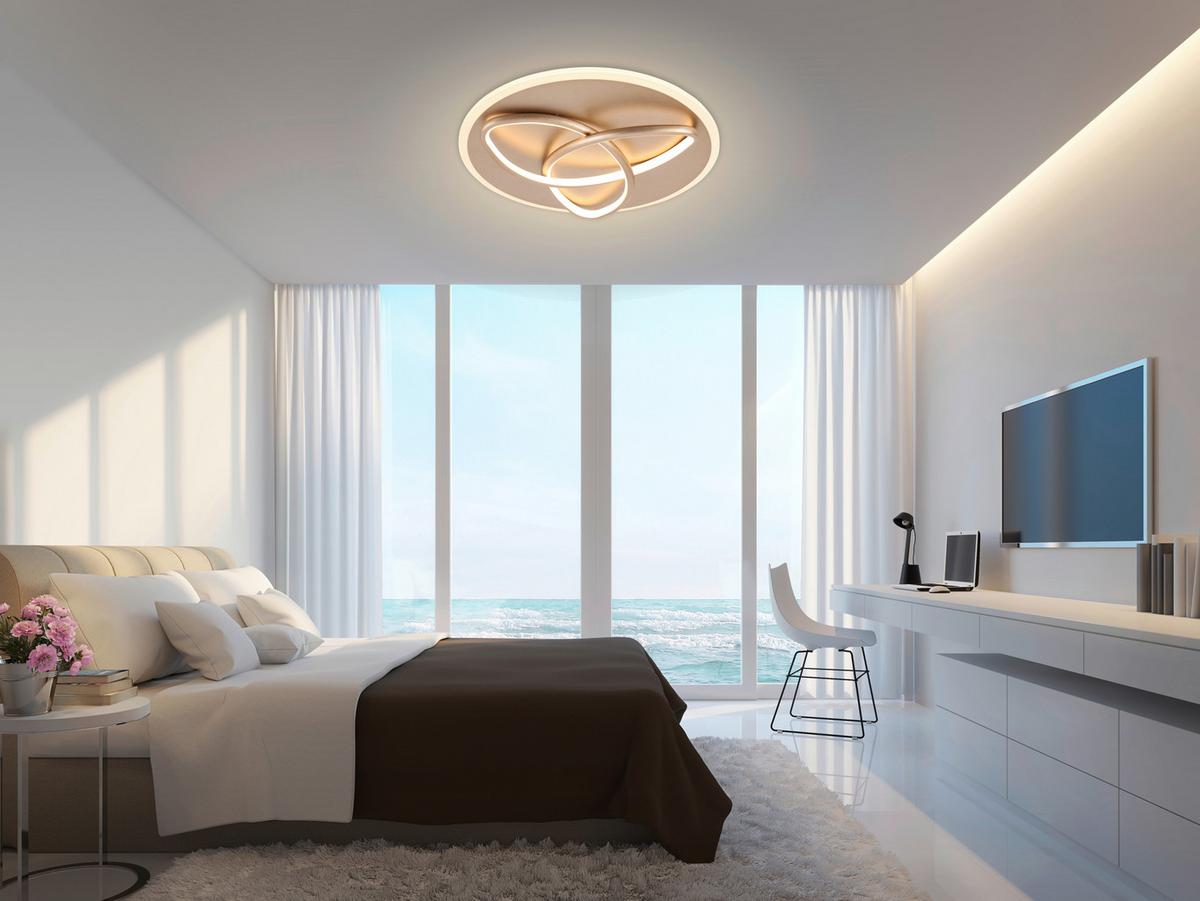 LAMPA SUFITOWA LED FIBMO - cappuccino, Modern, tworzywo sztuczne/metal (40/7cm) - Premium Living