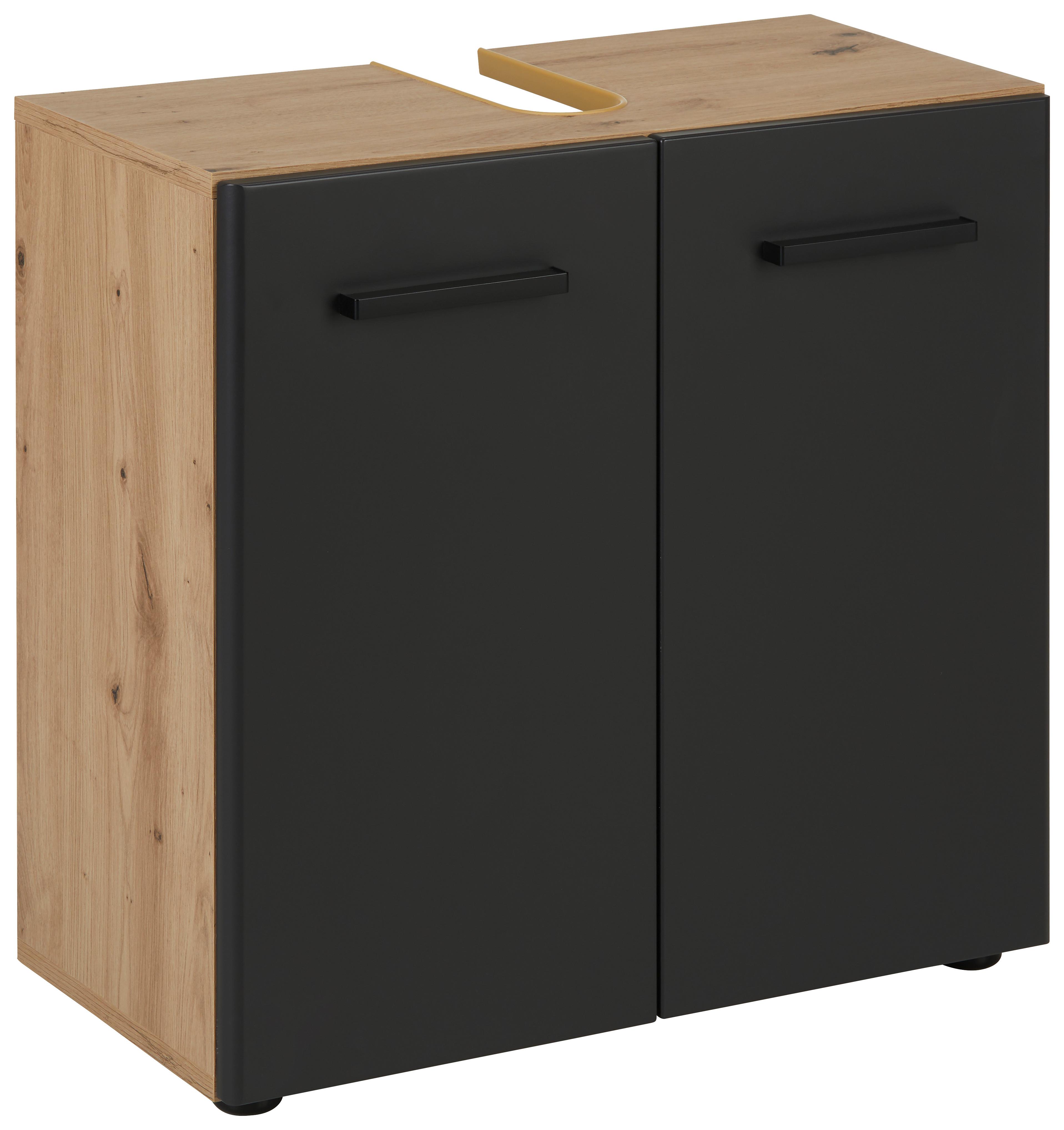 TVÄTTSTÄLLSUNDERSKÅP CALVI -EXKLUSIV- - grå/svart, Modern, trämaterial/plast (60/60/30cm) - Mömax