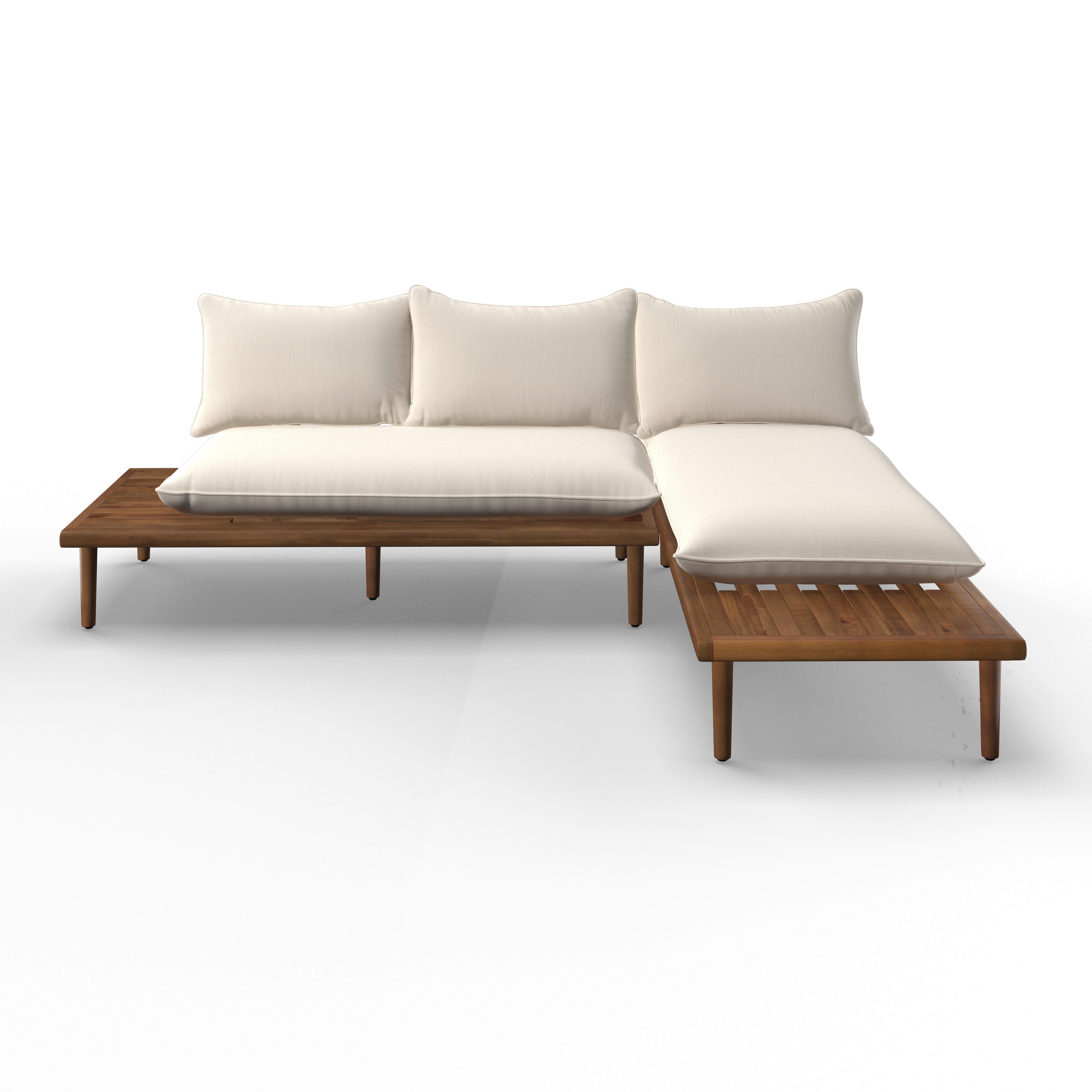 LOUNGEGRUPP DONA - teakfärg/ekfärgad, Modern, trä/textil (213/68/71cm) - Bessagi Garden