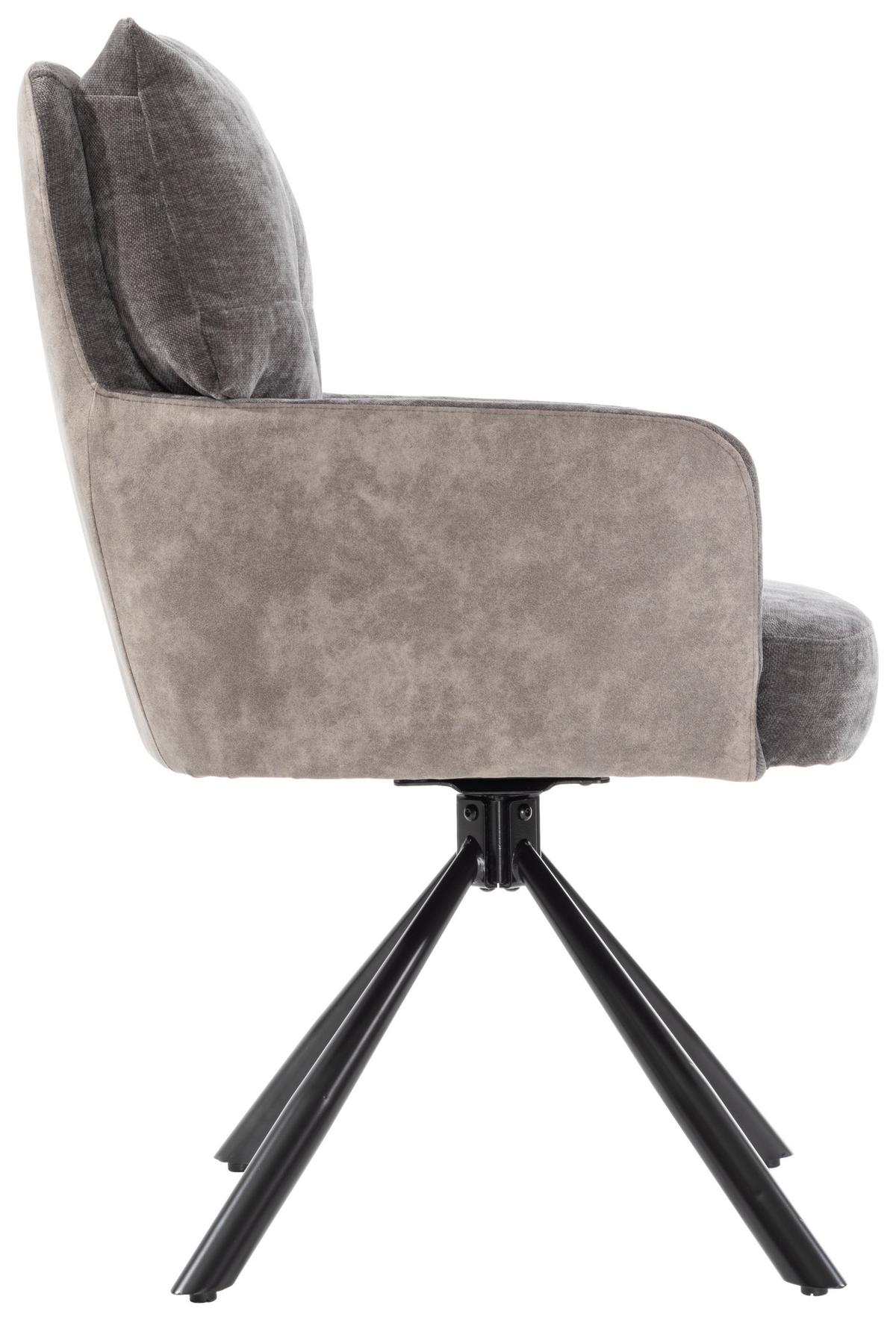 Armlehnstuhl Sophie Anthrazit - Anthrazit/Schwarz, MODERN, Textil/Metall (60/93/67cm) - Premium Living
