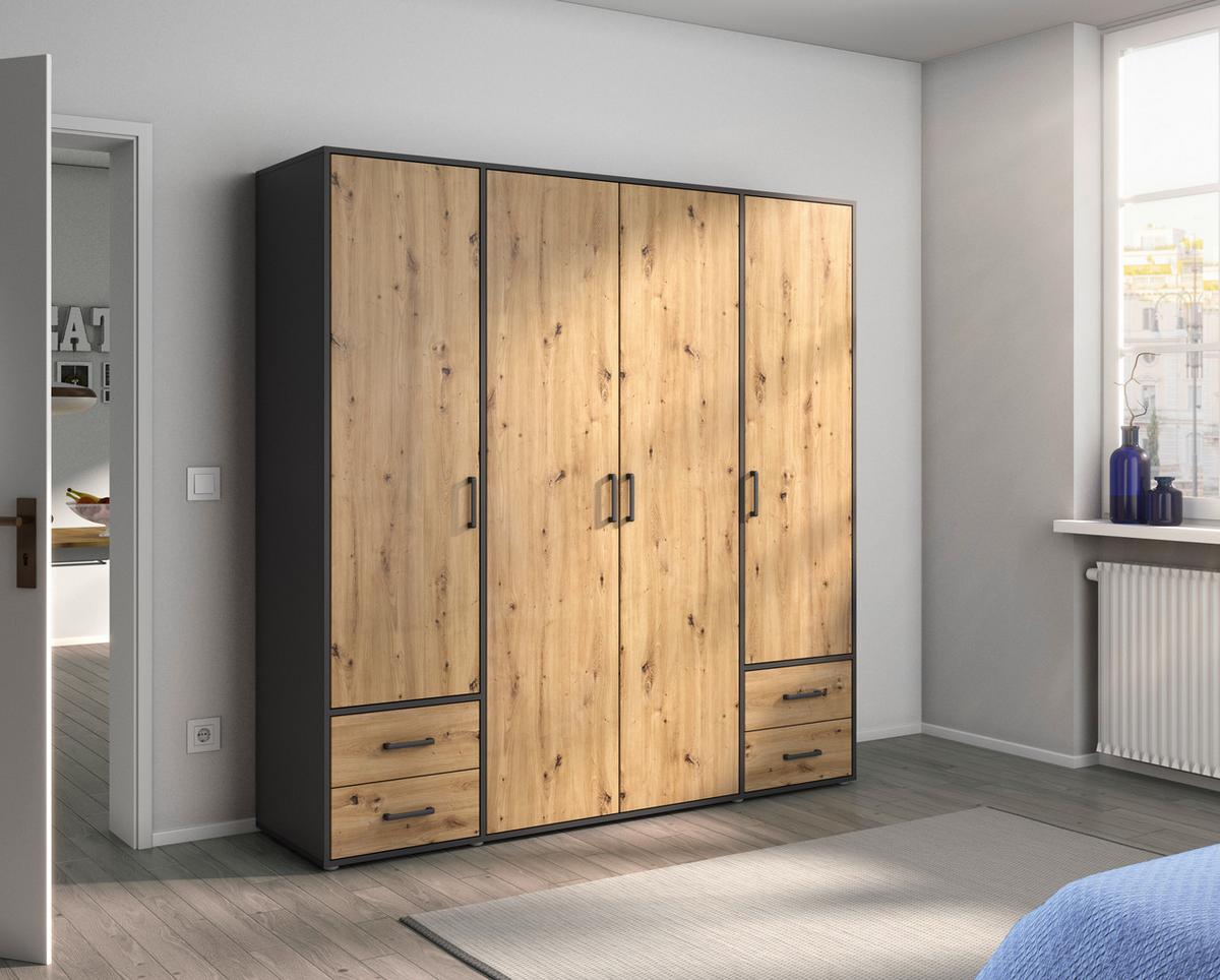 Ormar S Klasičnim Vratima Voyager - siva/hrast Artisan, Moderno, drvni materijal/plastika (187/194/53cm) - Modern Living