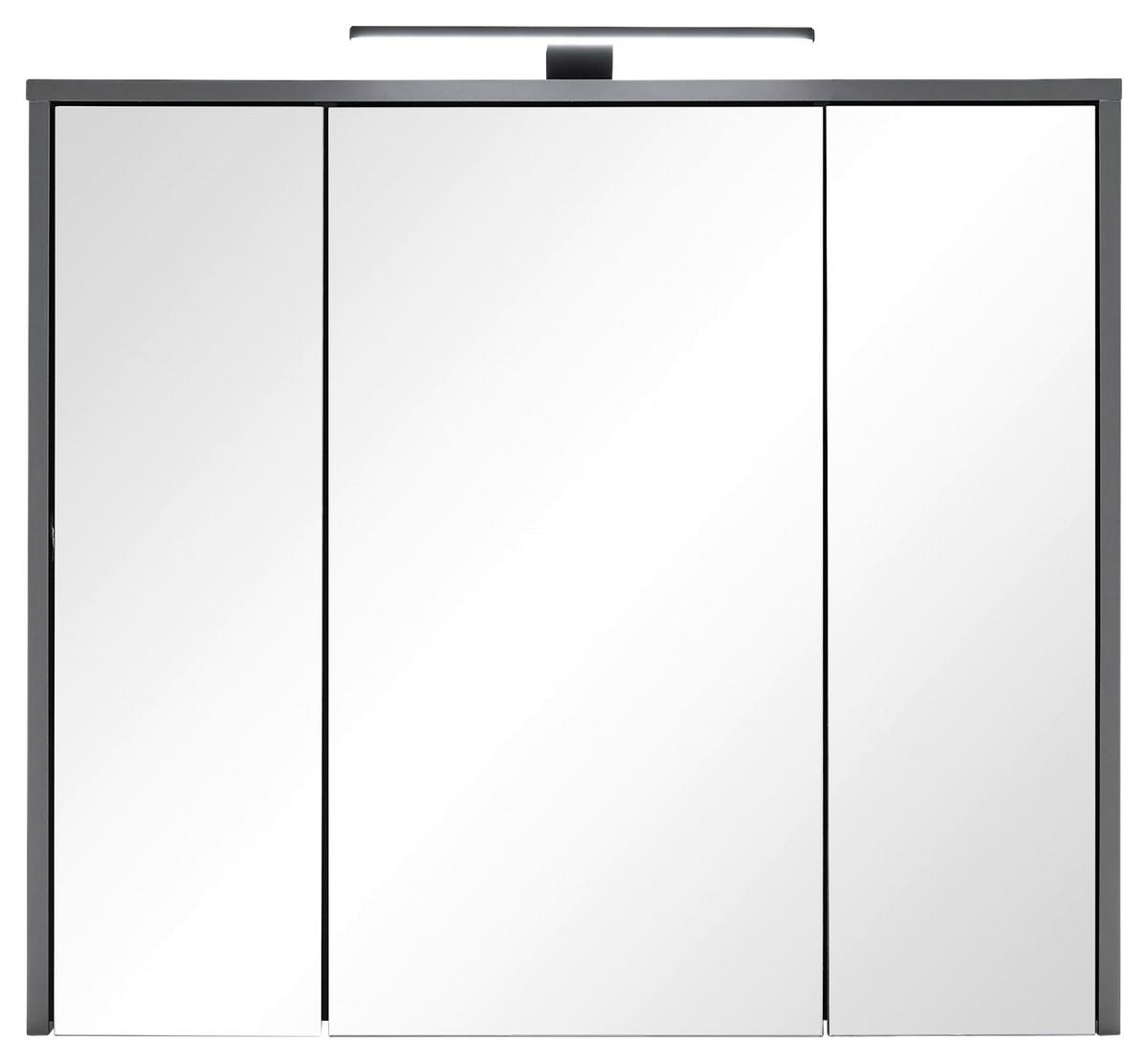 SZAFKA Z LUSTREM LEONE - kolor grafitowy, Natur, materiał drewnopochodny/szkło (80/70/20cm) - Xora