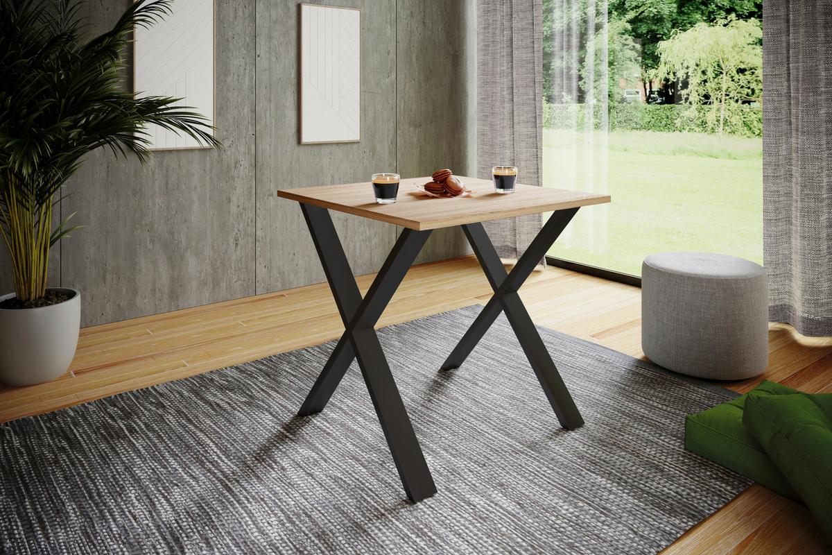 Jedilna Miza Xona, Hrast, Črna - črna/hrast sonoma, Basics, kovina/leseni material (80/50/76cm) - MID.YOU