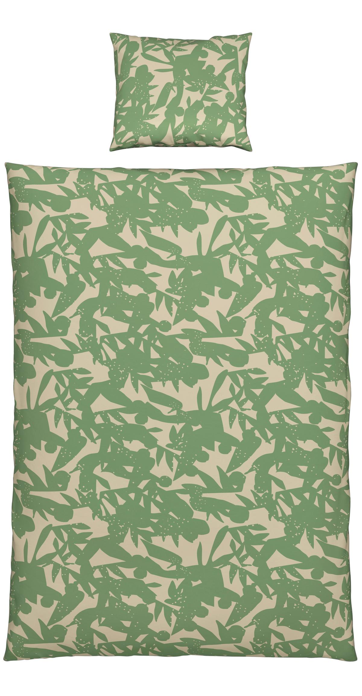 WENDEBETTWÄSCHESET ABSTRACT WENDE - Beige/Grün, Konventionell, Textil (160/210cm) - Modern Living