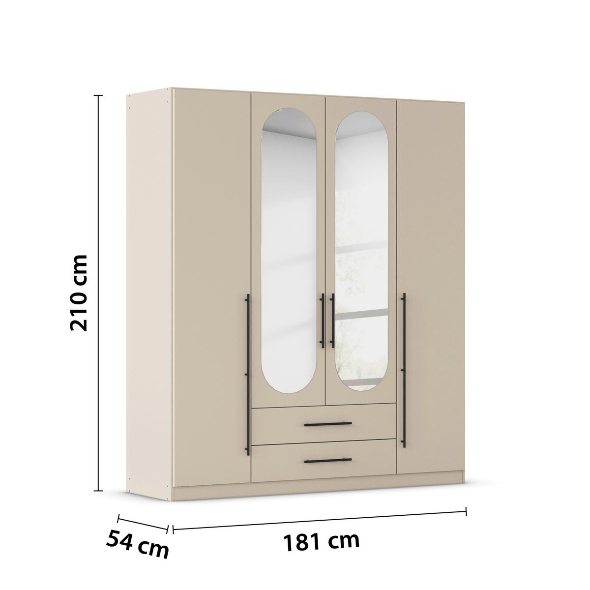 Drehtürenschrank Velora Champagnerfarben - Champagner/Schwarz, KONVENTIONELL, Holzwerkstoff/Metall (181/210/54cm) - Mömax