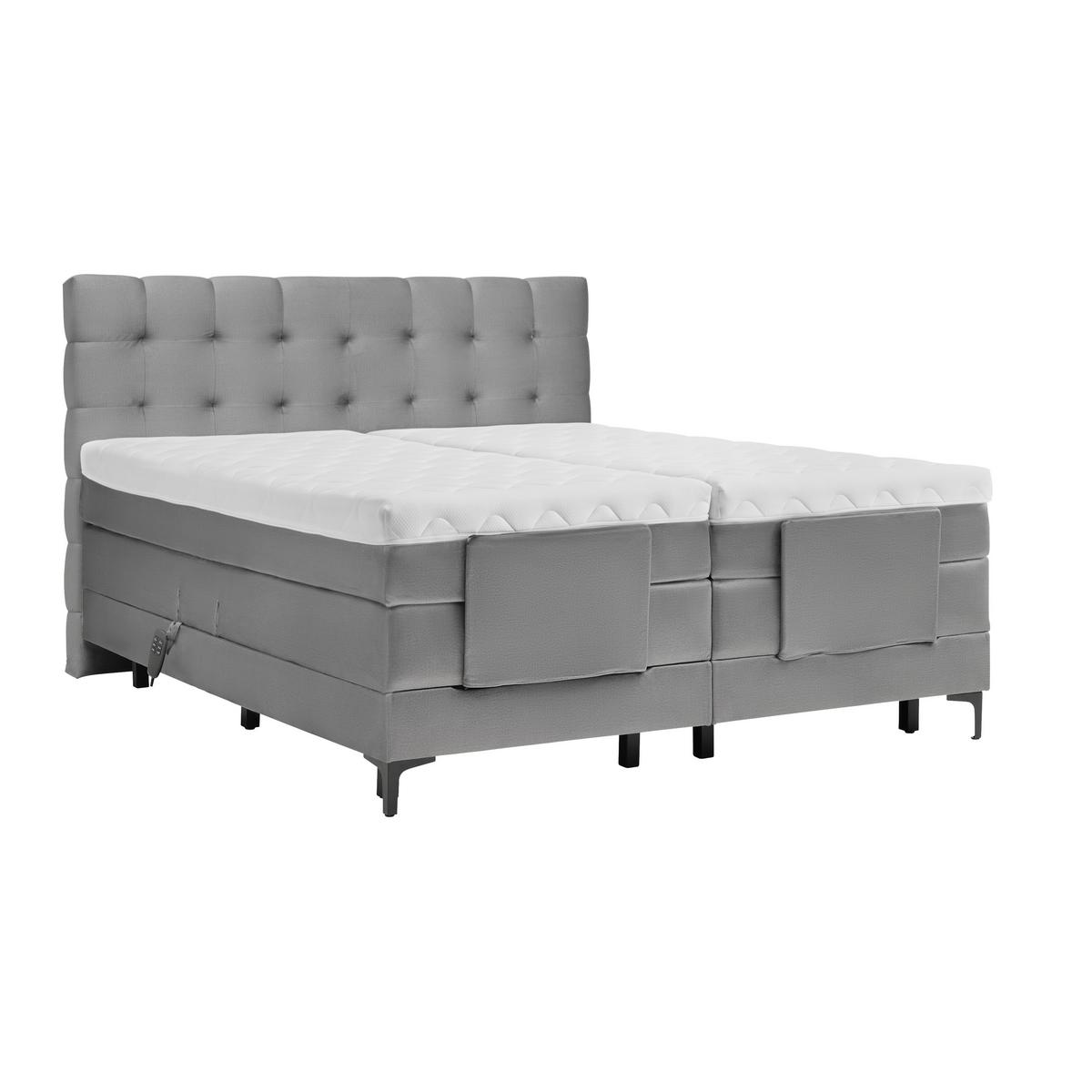 Boxspringbett In Grau Ca. 160x200cm - Schwarz/Grau, Konventionell, Holz/Holzwerkstoff (160/200cm) - Premium Living