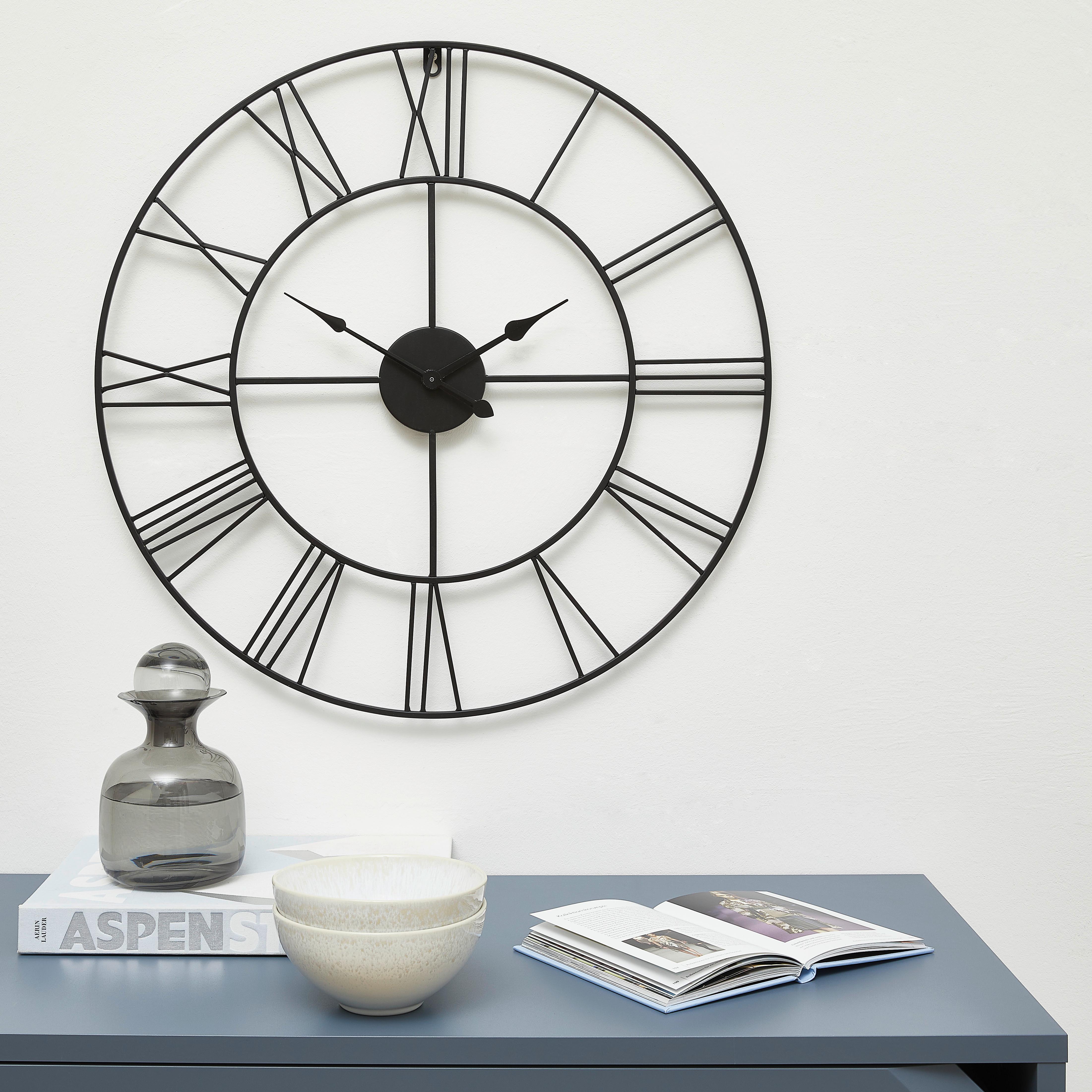 ZEGAR ŚCIENNY KB375-220512102 - czarny, Design, metal (60cm) - Ambia Home