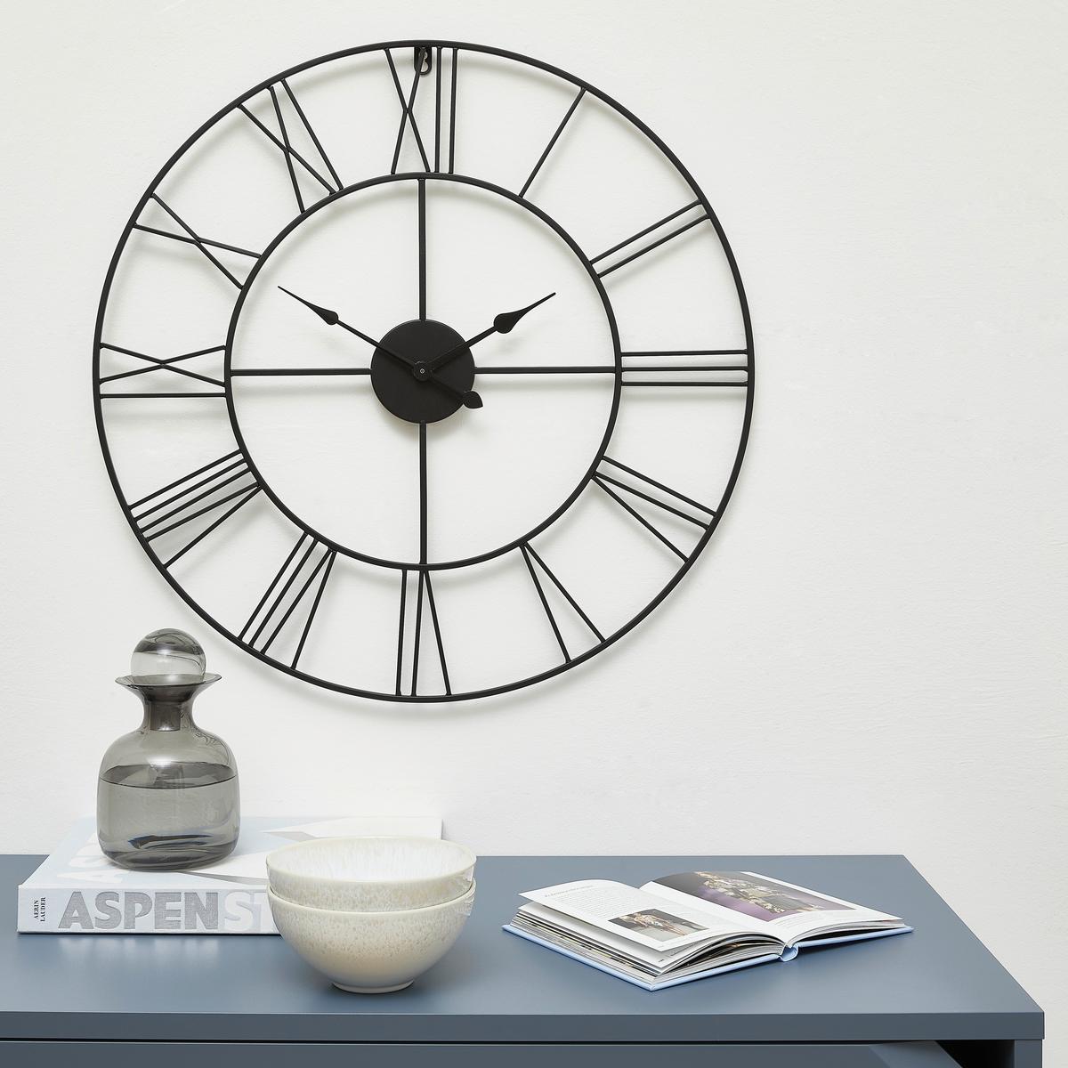 ZEGAR ŚCIENNY KB375-220512102 - czarny, Design, metal (60cm) - Ambia Home