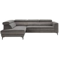 Wohnlandschaft Emma links Grau - Schwarz/Grau, MODERN, Textil (210/47/301cm) - Premium Living