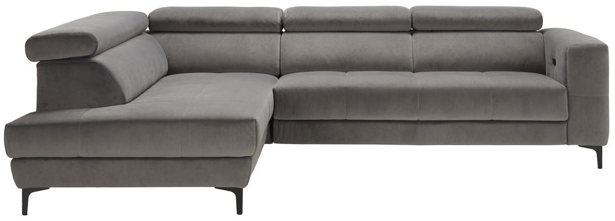 Wohnlandschaft Emma links Grau - Schwarz/Grau, MODERN, Textil (210/47/301cm) - Premium Living