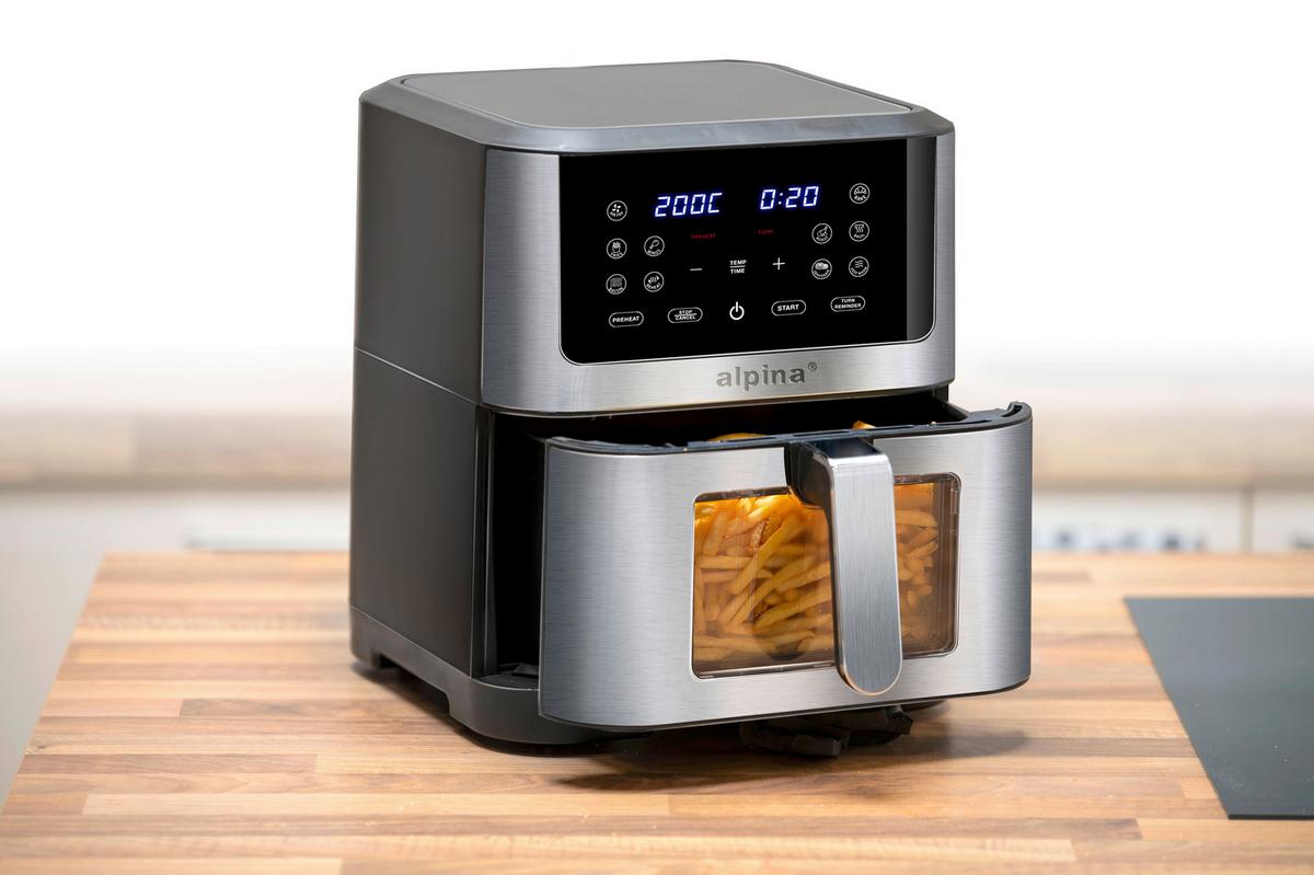 Heißluftfritteuse Alpina Schwarz/Silber max. 1800Watt - Silberfarben/Schwarz, Basics, Kunststoff/Metall (38/29,5/36,5cm) - Alpina 6287
