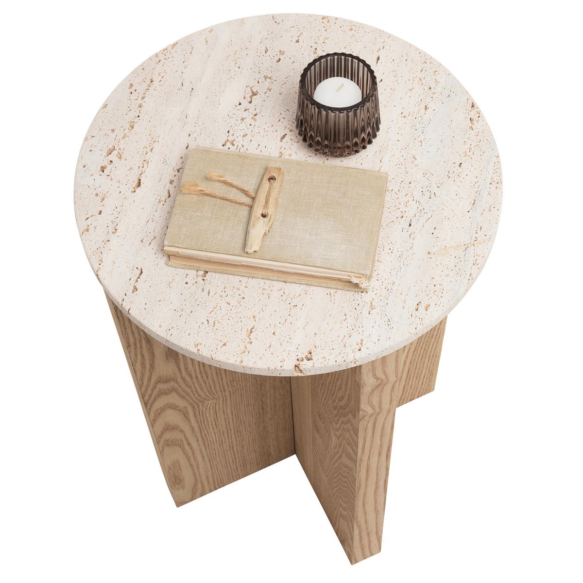 Masă auxiliară MATERA -TREND - culoare natur, Modern, piatră/material pe bază de lemn (34/54cm) - Premium Living