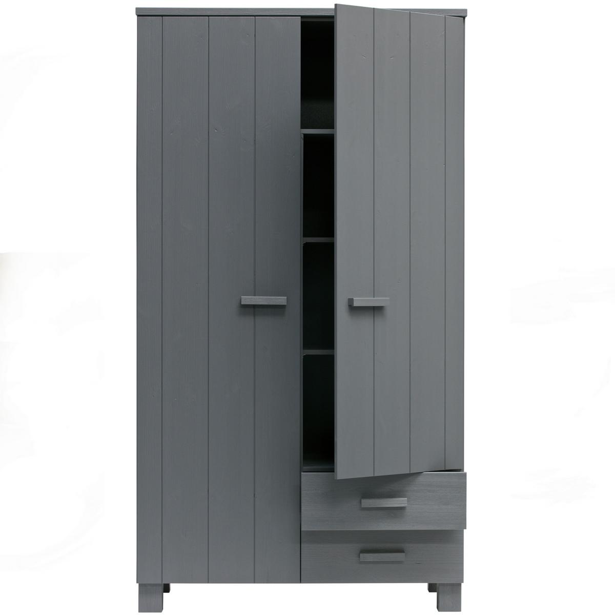 Garderobenschrank Dennis Dunkelgrau - Dunkelgrau, Design, Holz/Holzwerkstoff (111/202/55cm) - Livetastic