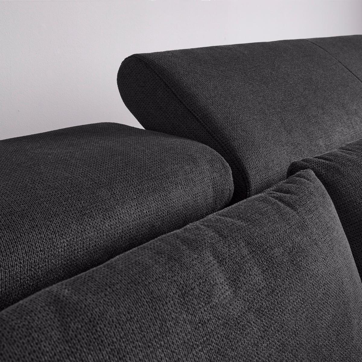Wohnlandschaft Orion Schwarz Chenille-Oberfläche - Chromfarben/Schwarz, MODERN, Textil/Metall (308/70-88/225cm) - Bessagi Home