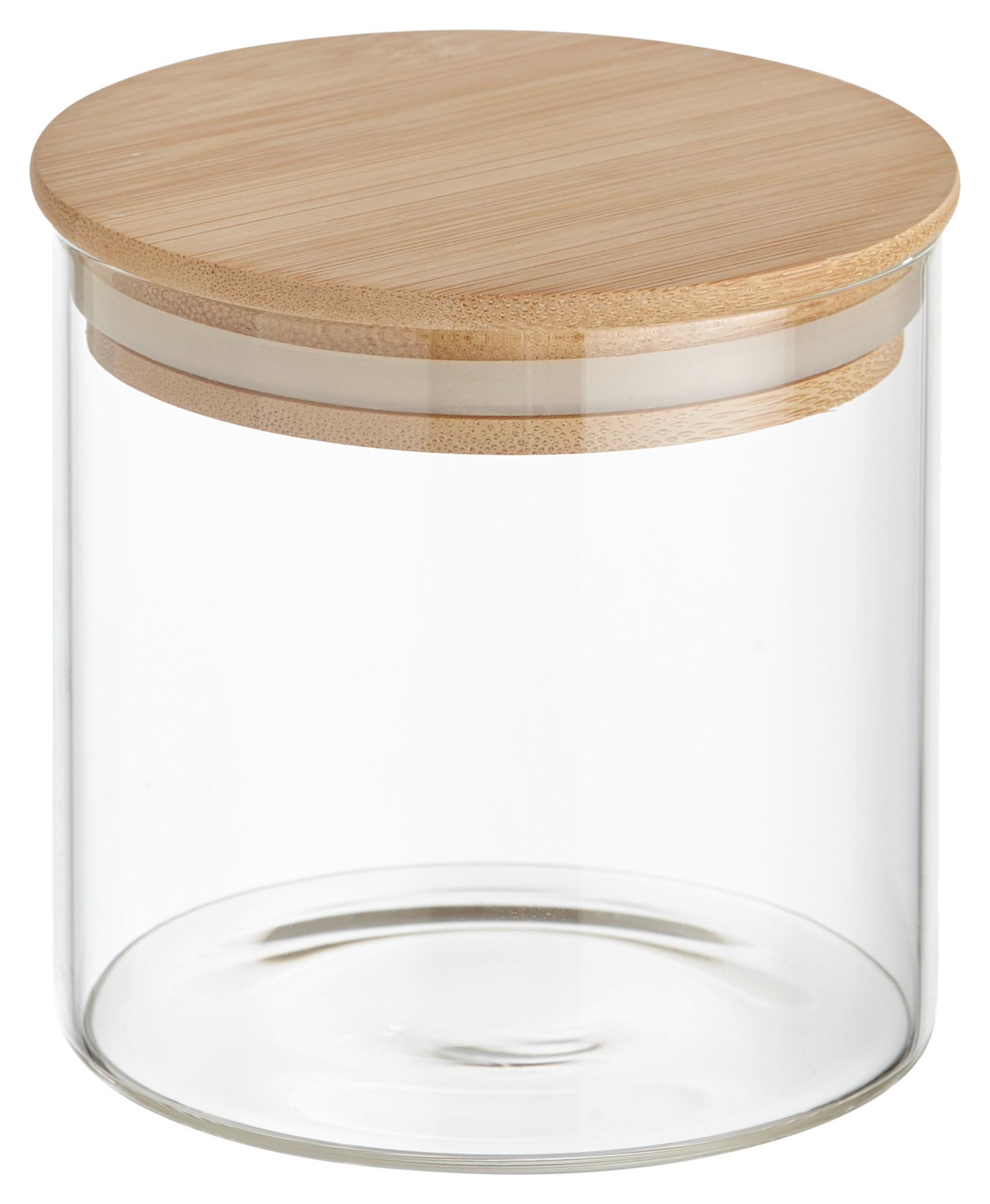 Vorratsdose Hedvig aus Glas Ø ca. 10cm - Naturfarben, Glas/Holz (10/10cm) - Zandiara