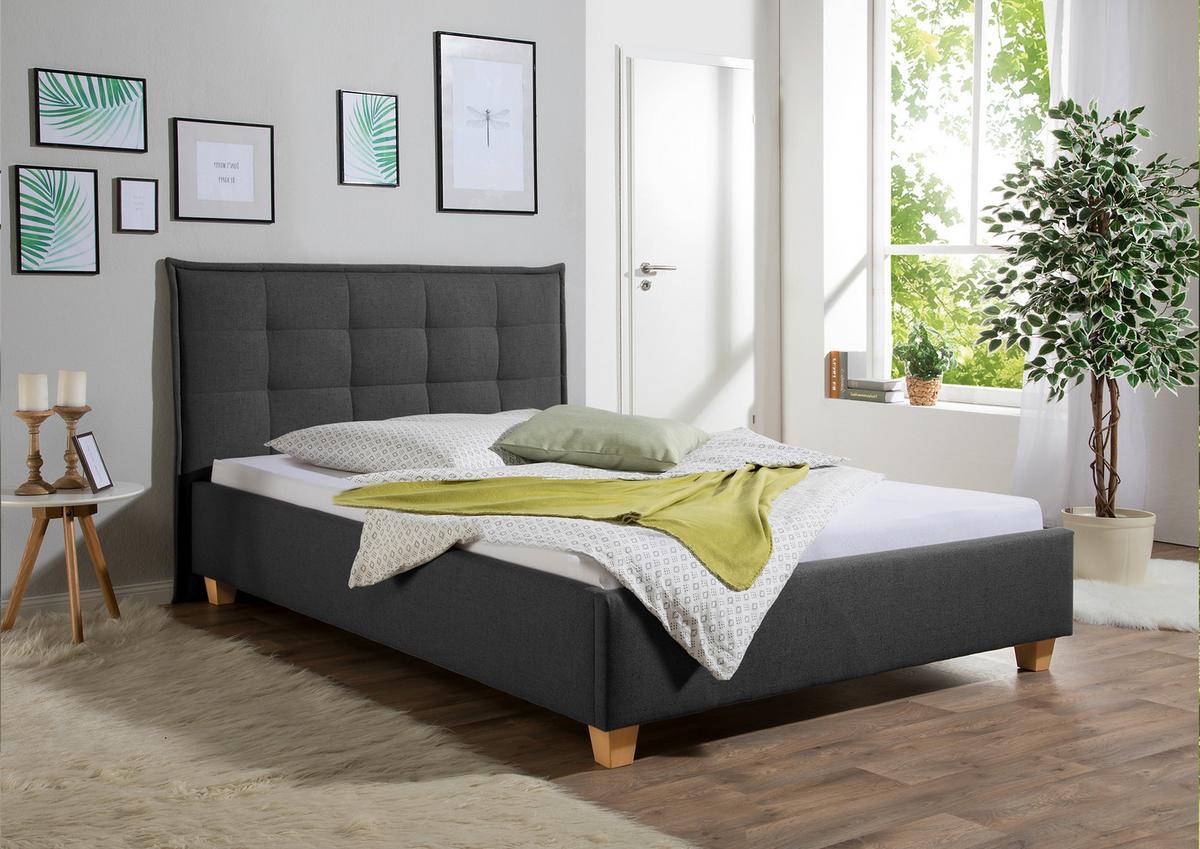 Polsterbett Tracy Anthrazit ca. 100x200 cm - Anthrazit/Naturfarben, MODERN, Holz/Textil (100/200cm) - Livetastic