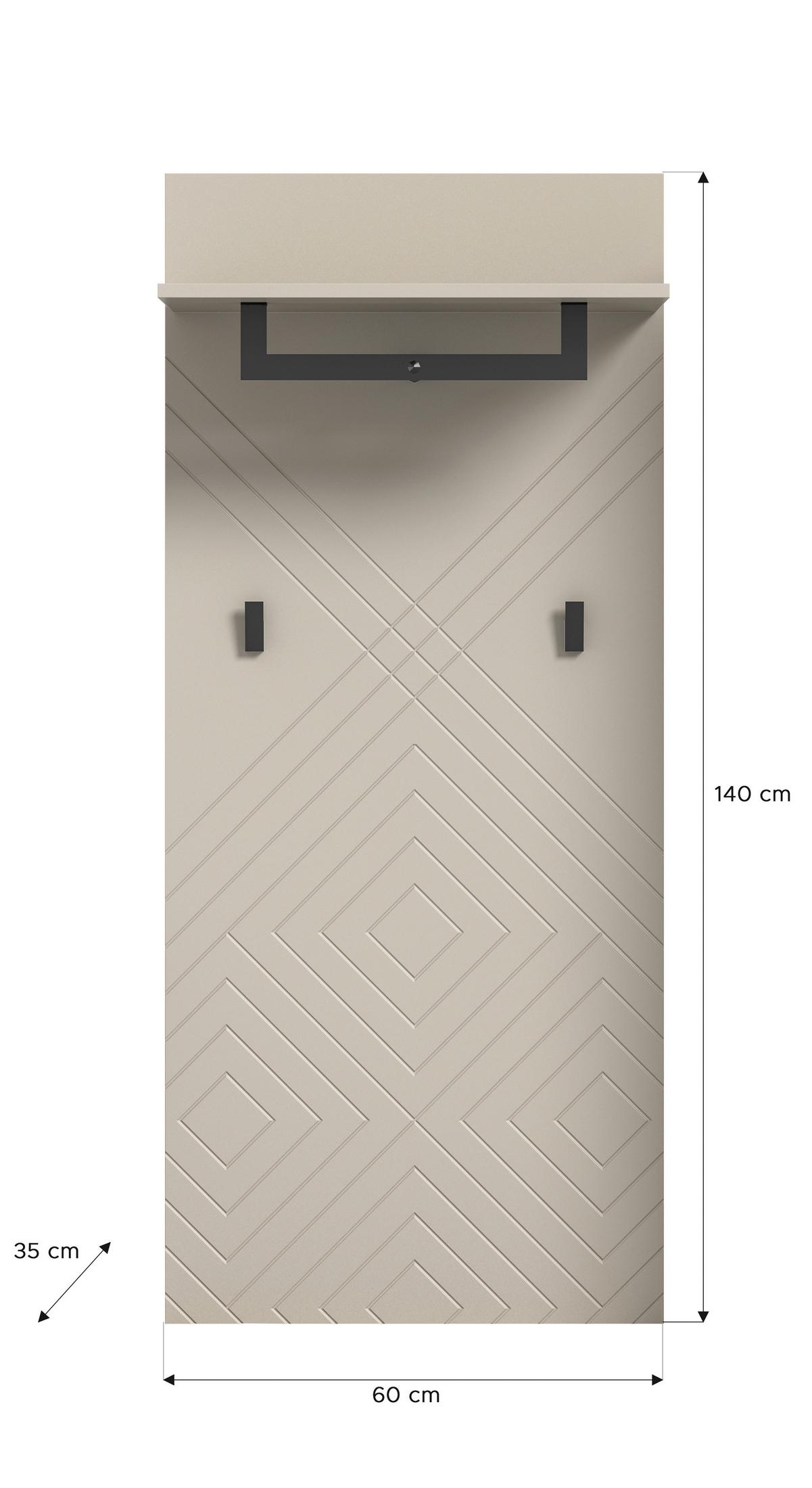 Garderobni Panel Notes, Pribl. 60x140 Cm, Peščeno Bež - Design, leseni material (60/140/35cm) - MID.YOU