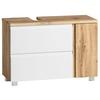 Waschbeckenunterschrank Matt weiß/Wotan Eiche - Eiche Wotan/Weiß, MODERN, Holzwerkstoff (85/56/35cm) - Held