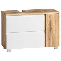 Waschbeckenunterschrank Matt weiß/Wotan Eiche - Eiche Wotan/Weiß, MODERN, Holzwerkstoff (85/56/35cm) - Held