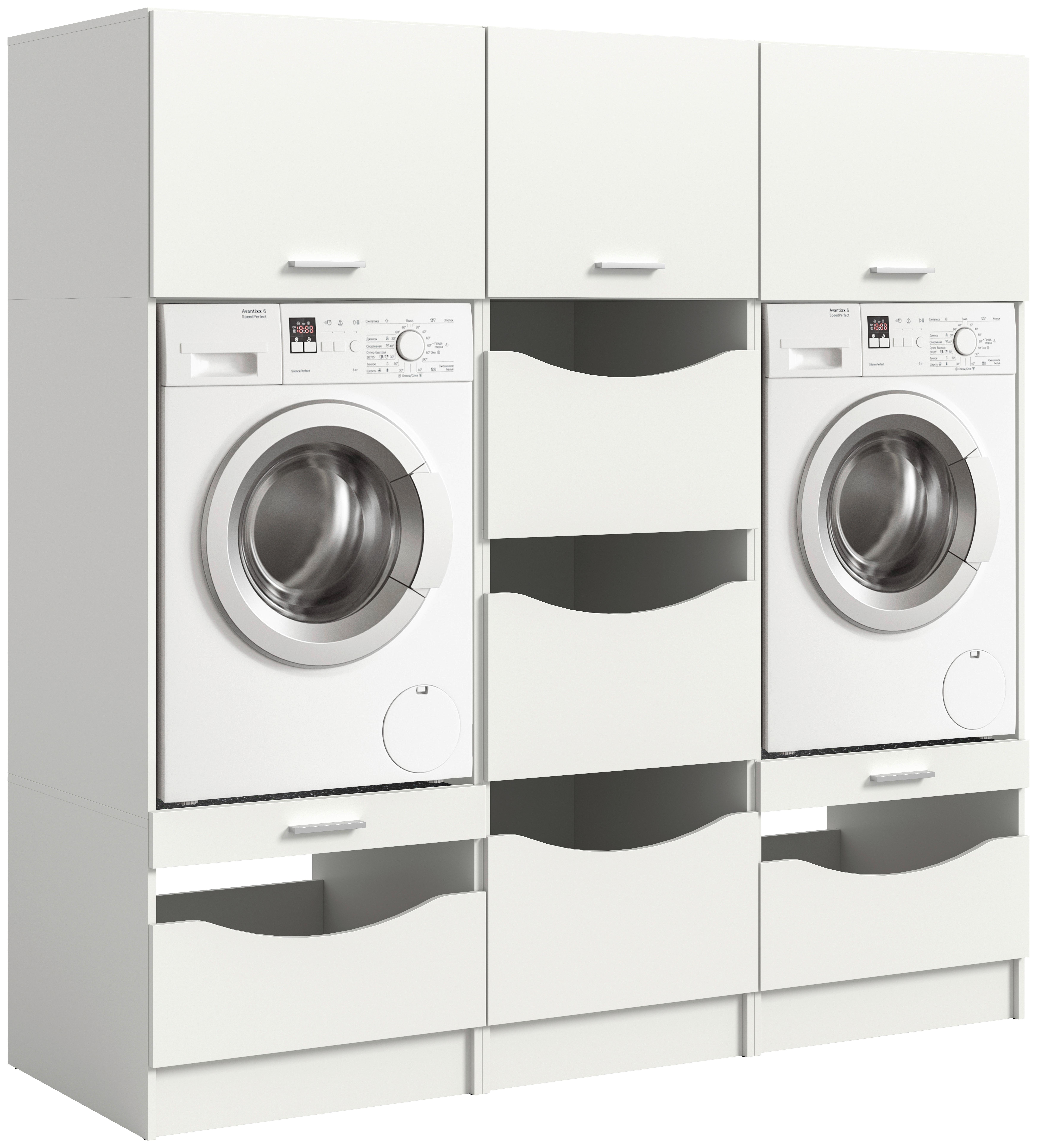 Omara Za Pralni In Sušilni Stroj Free, Bela - bela, Basics, leseni material (193/195/68cm) - MID.YOU