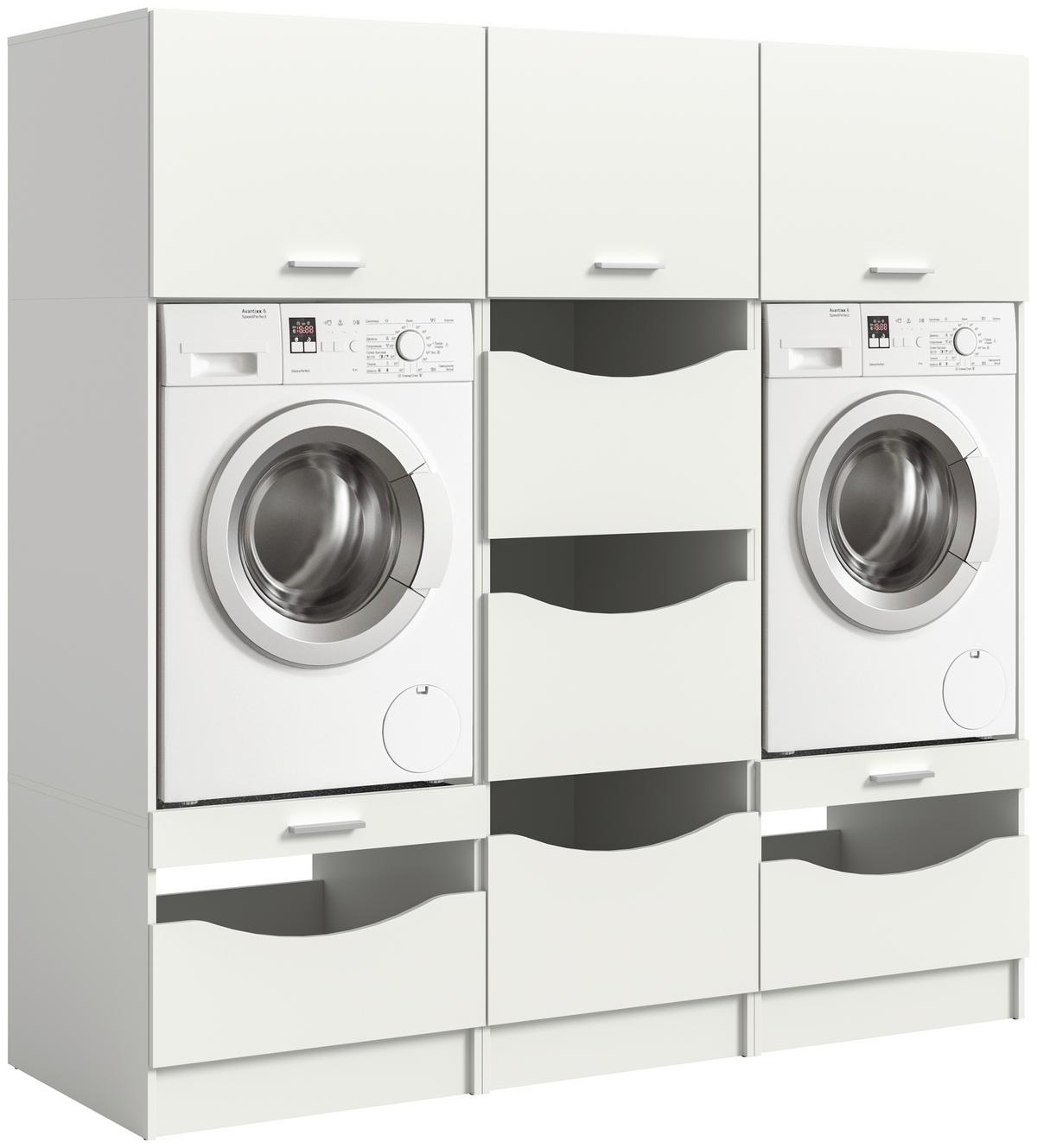 Omara Za Pralni In Sušilni Stroj Free, Bela - bela, Basics, leseni material (193/195/68cm) - MID.YOU