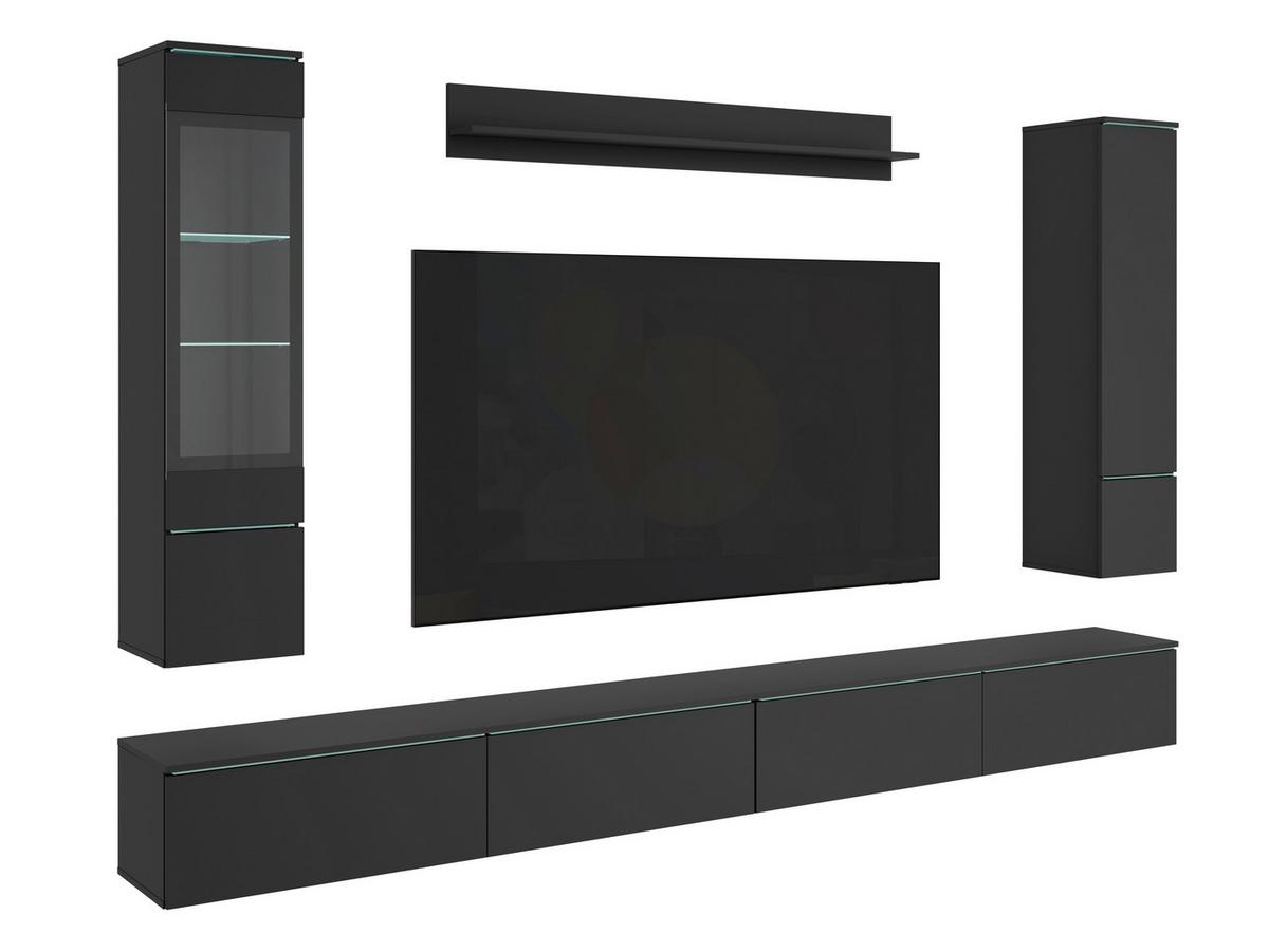 Dnevni Regal Vera Xxl, Črna, 5-Delni - črna/siva, Basics, umetna masa/steklo (300/162/33cm) - P & B