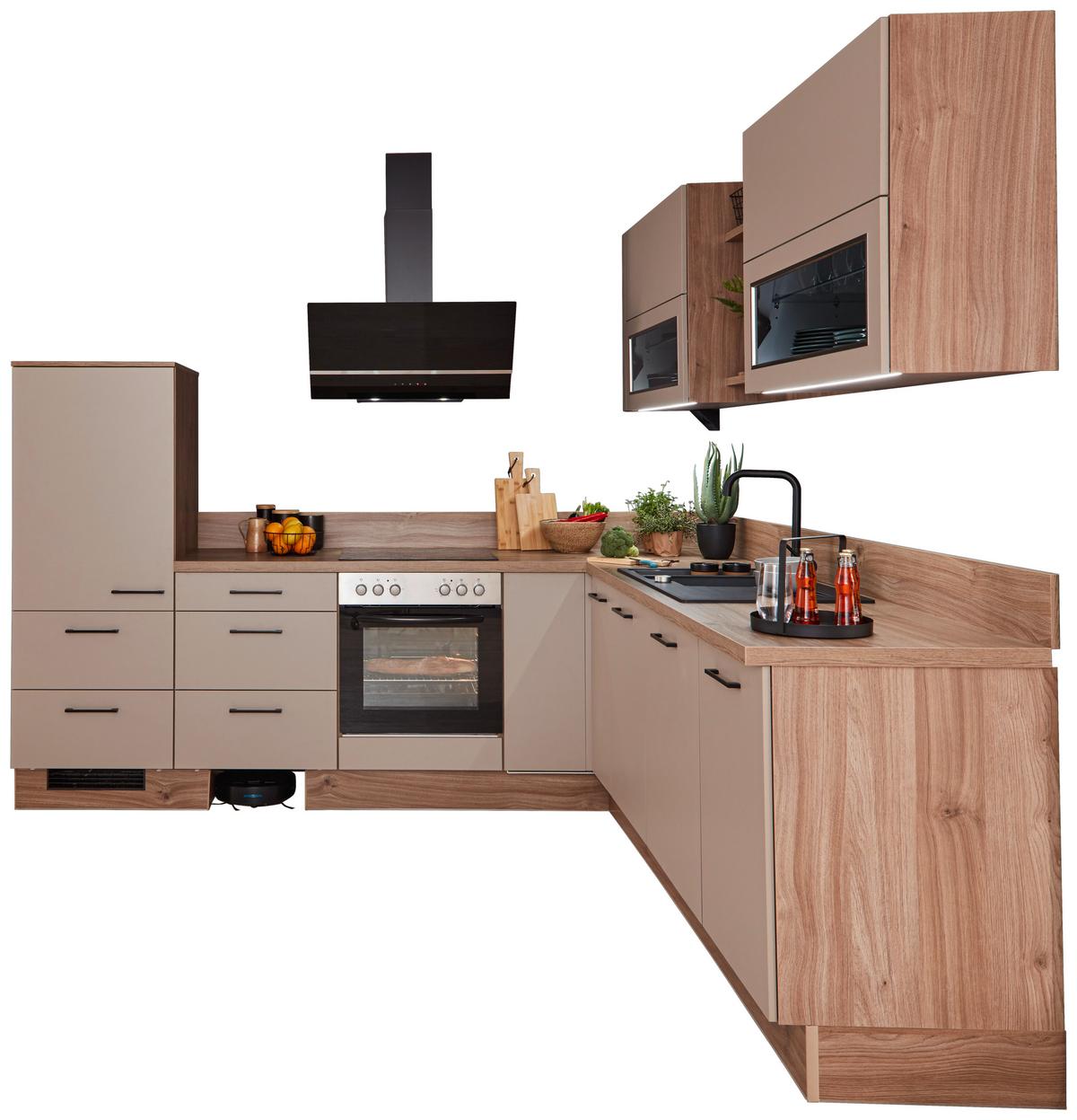Einbauküche IP1200 Cappucinofarben - Eichefarben/Cappuccino, MODERN, Holzwerkstoff/Metall (270/250cm) - Impuls