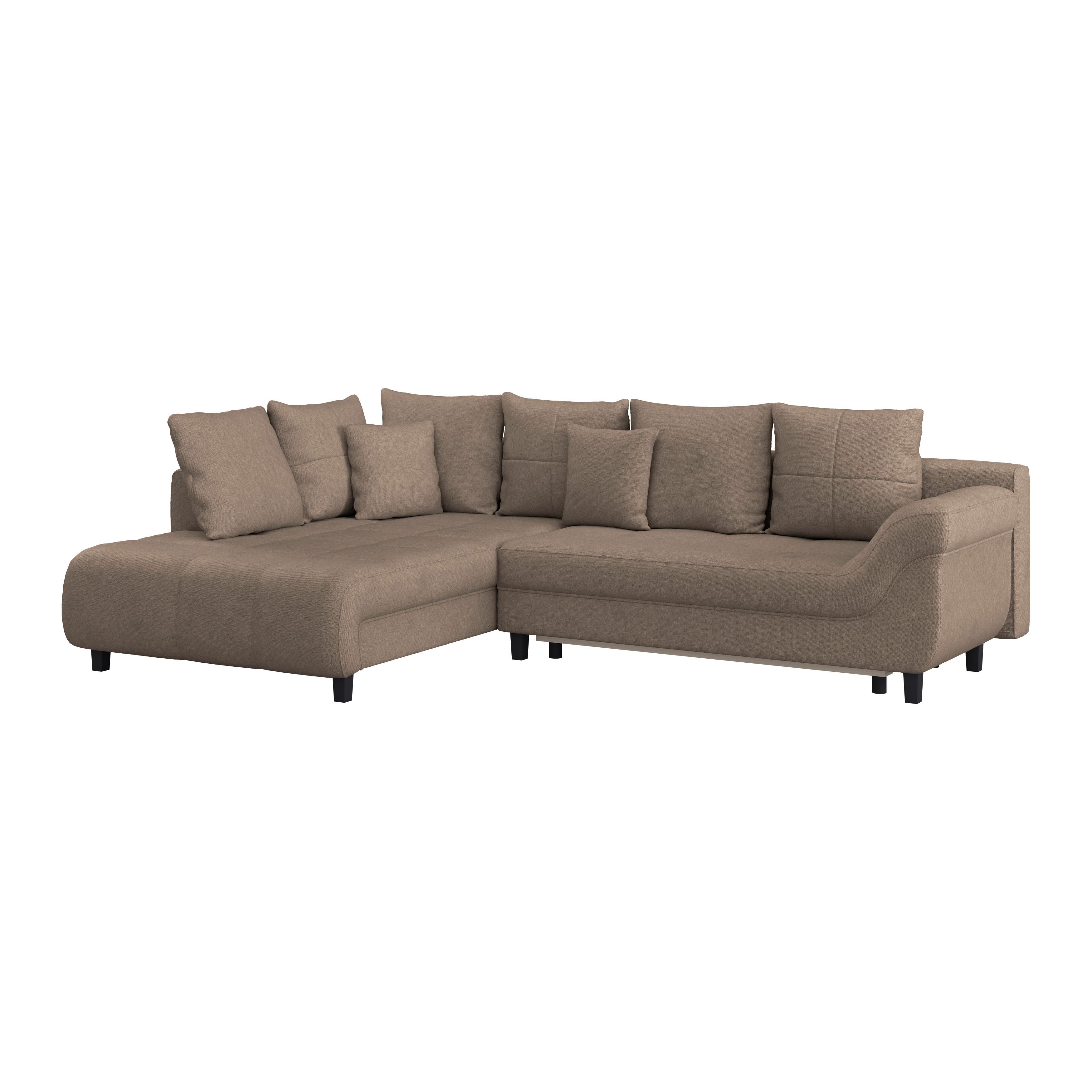 Kutna Garnitura Mendoza - smeđa/crna, Design, tekstil/drvo (197/309cm) - Modern Living