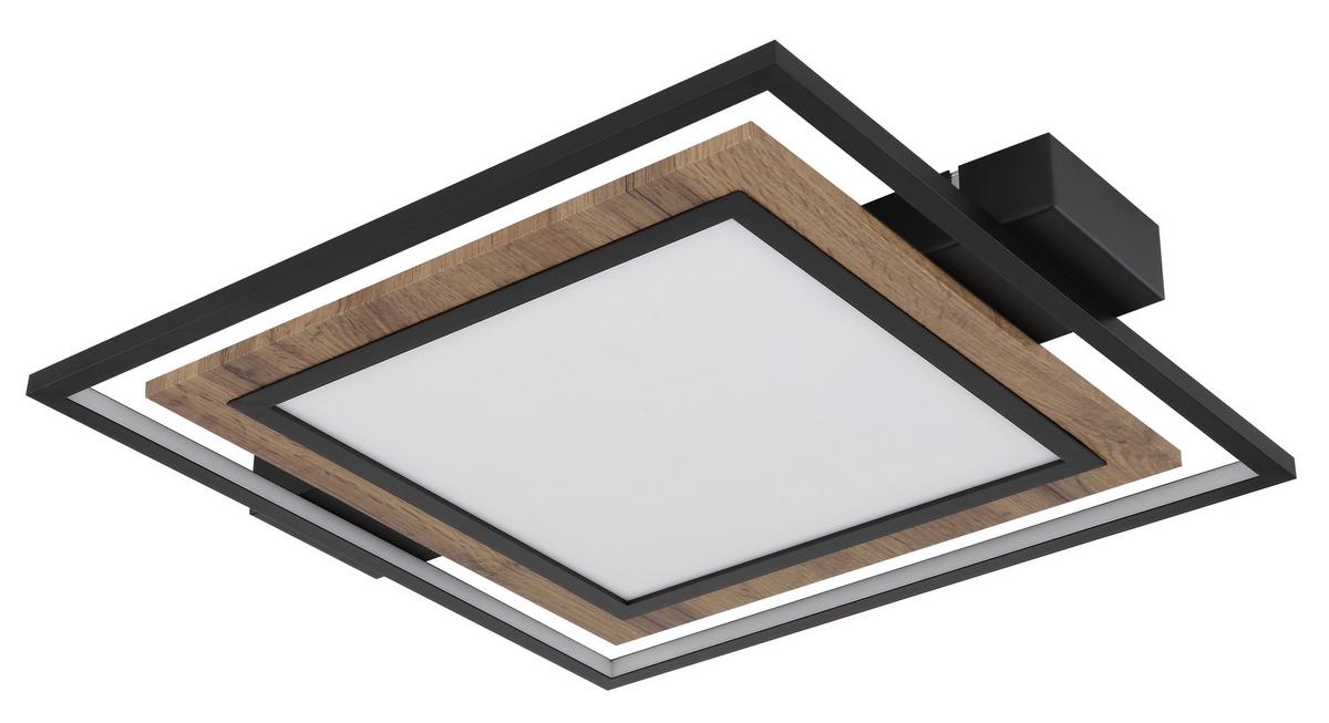 LED-Deckenleuchte Gabaldo Opal/Schwarz max. 36 Watt - Dunkelbraun/Opal, Natur, Holzwerkstoff/Kunststoff (50/45/5,5cm) - Globo