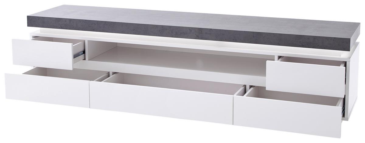 KOMODA NISKA ATLANTA - biały/ciemnoszary, Design, materiał drewnopochodny (175/48/40cm)