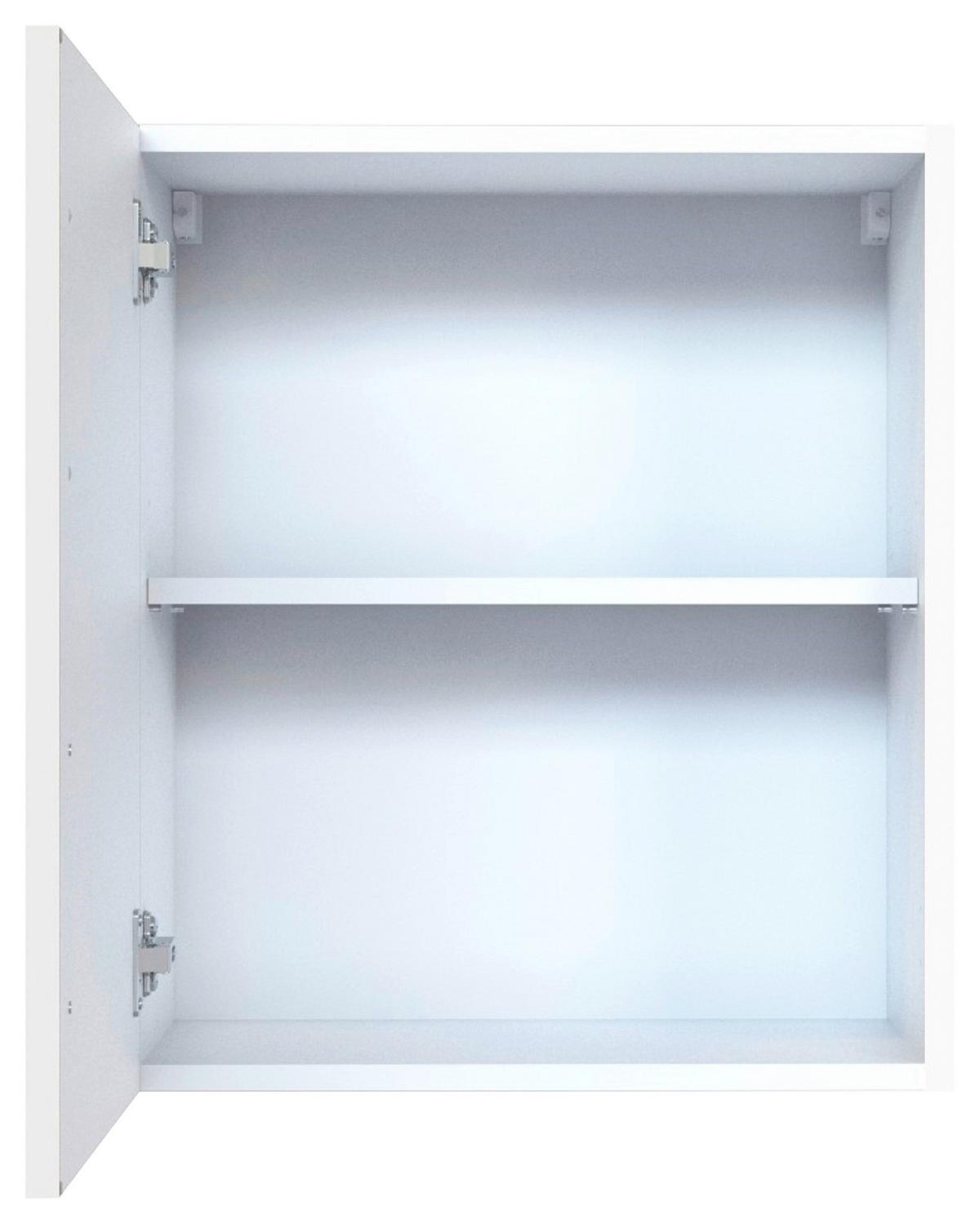 Küchenoberschrank Mailand Weiß Hochglanz - Weiß Hochglanz/Silberfarben, MODERN, Holzwerkstoff/Metall (50/57/34cm) - Held